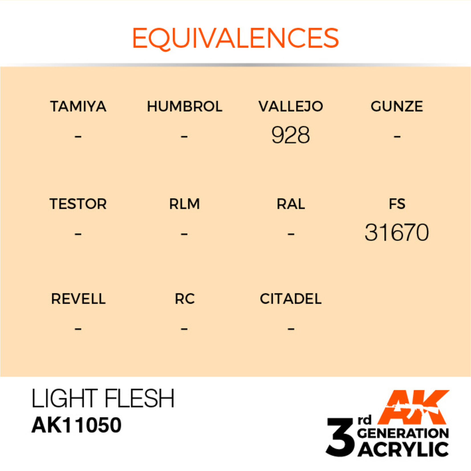 AK Interactive AK 3rd Gen Acrylics: Light Flesh (17ml)