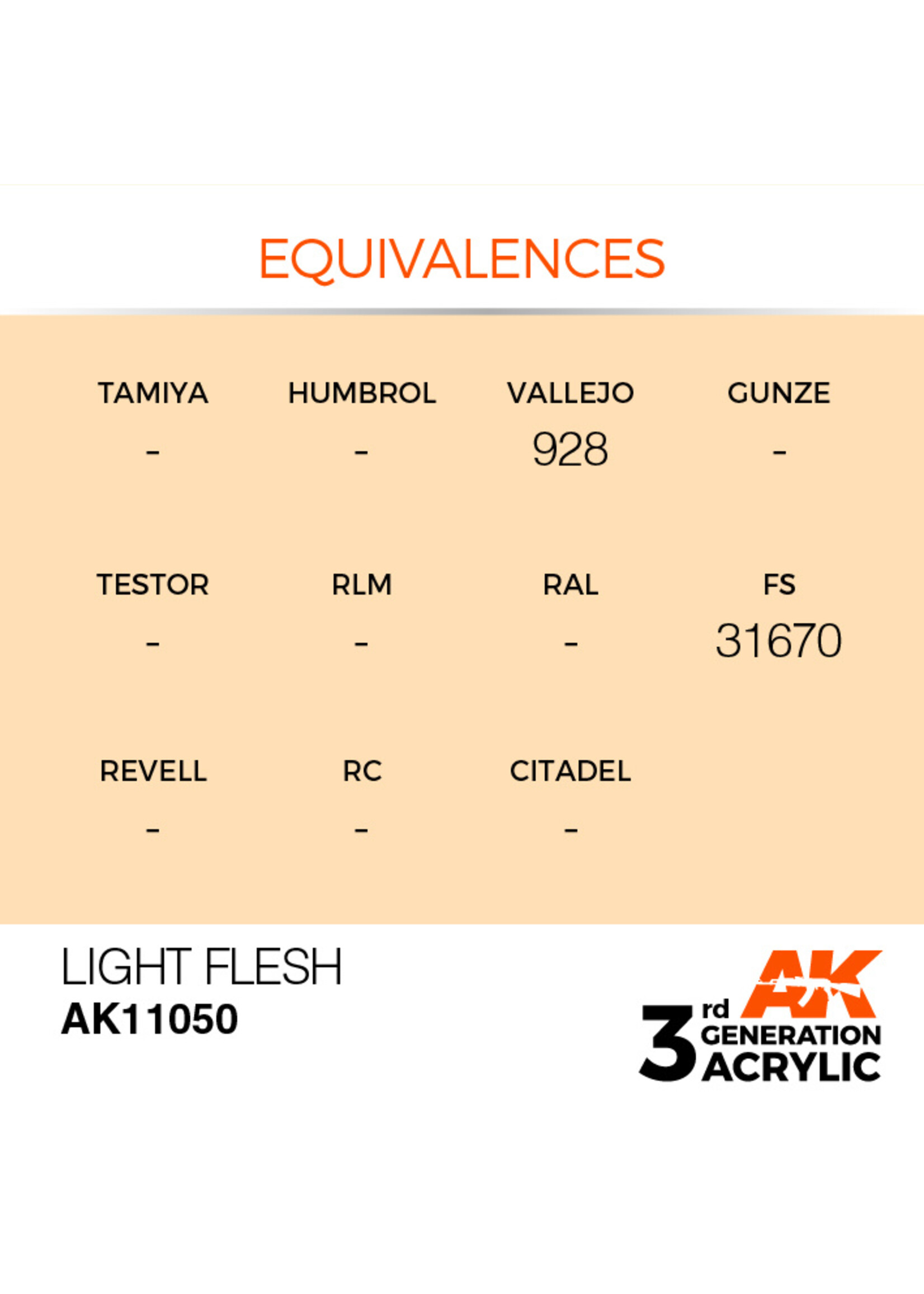 AK Interactive AK 3rd Gen Acrylics: Light Flesh (17ml)