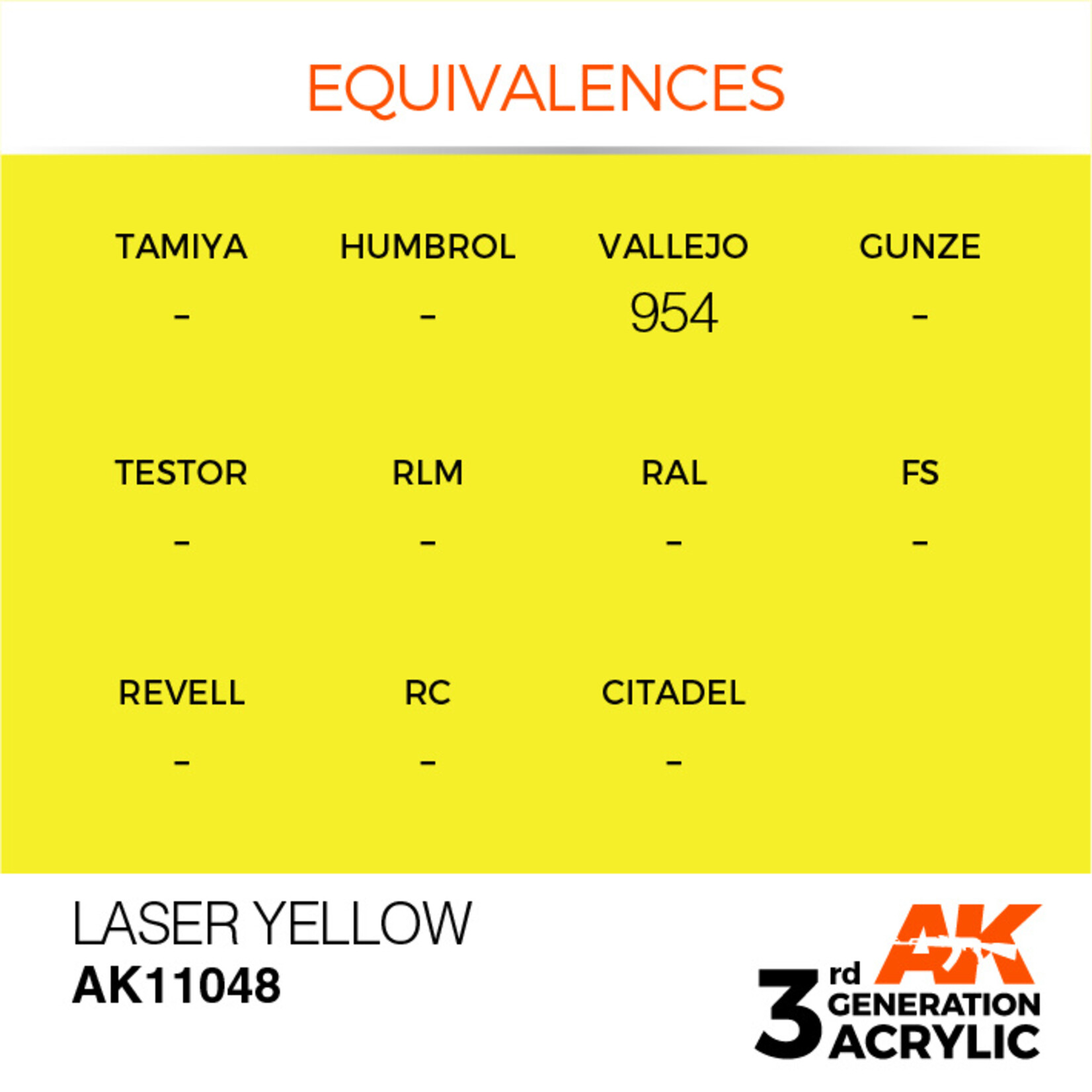 AK Interactive AK 3rd Gen Acrylics: Laser Yellow (17ml)