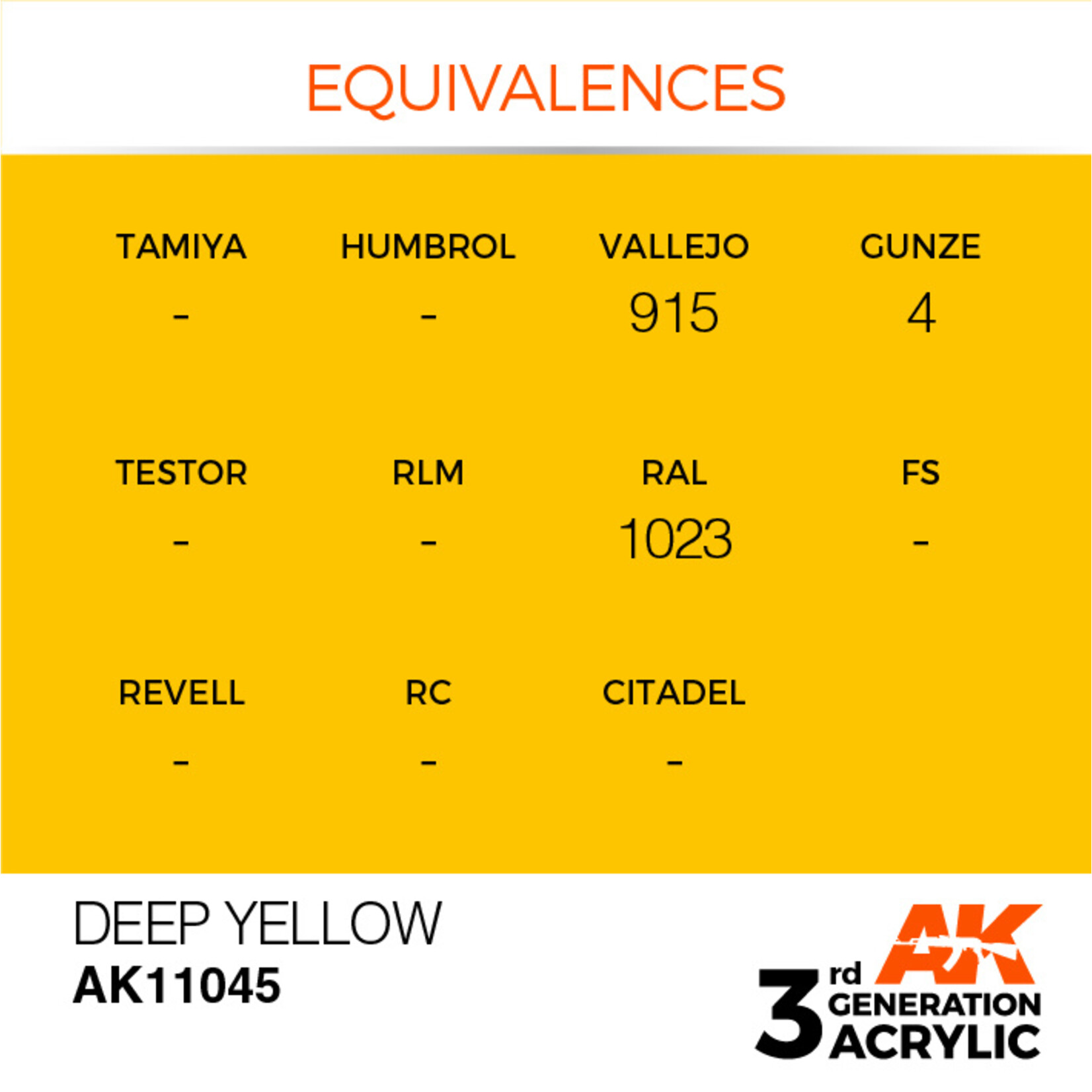 AK Interactive AK 3rd Gen Acrylics: Deep Yellow (17ml)