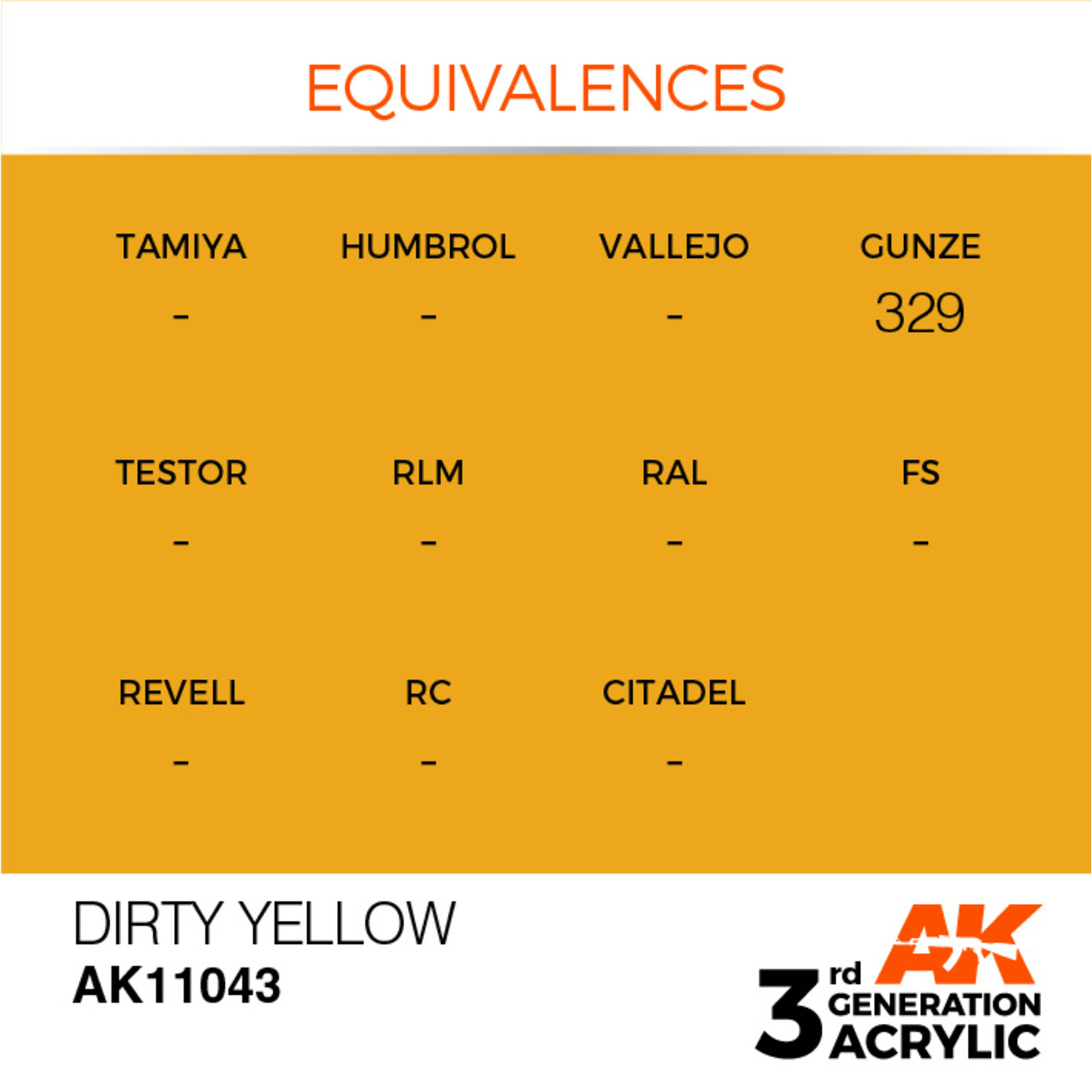 AK Interactive AK 3rd Gen Acrylics: Dirty Yellow (17ml)