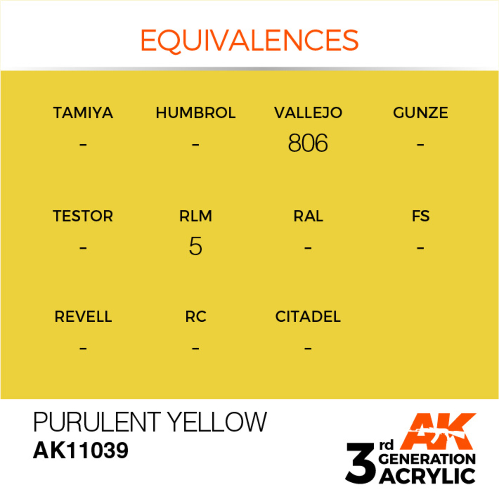 AK Interactive AK 3rd Gen Acrylics: Purulent Yellow (17ml)