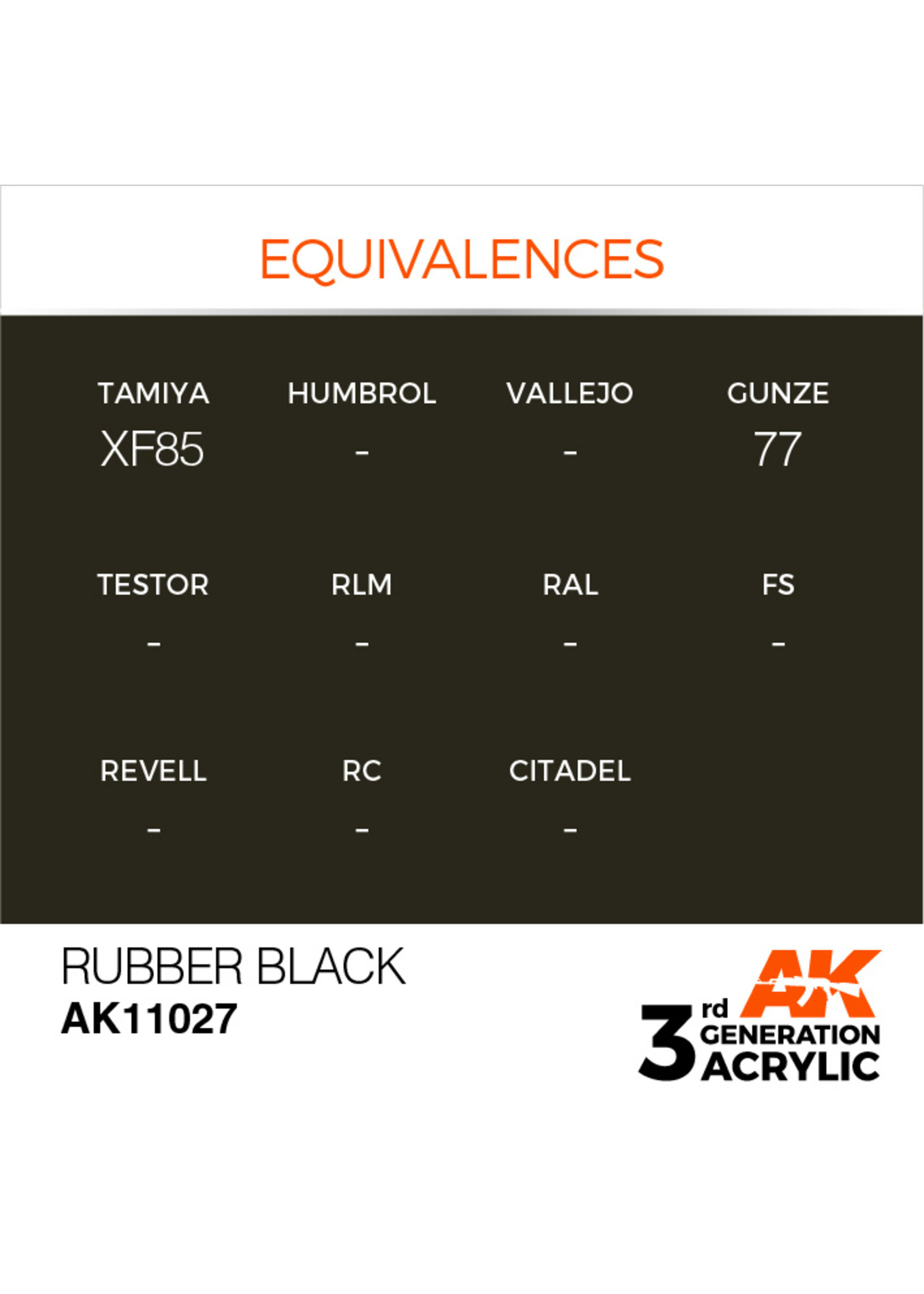 AK Interactive AK 3rd Gen Acrylics: Rubber Black (17ml)