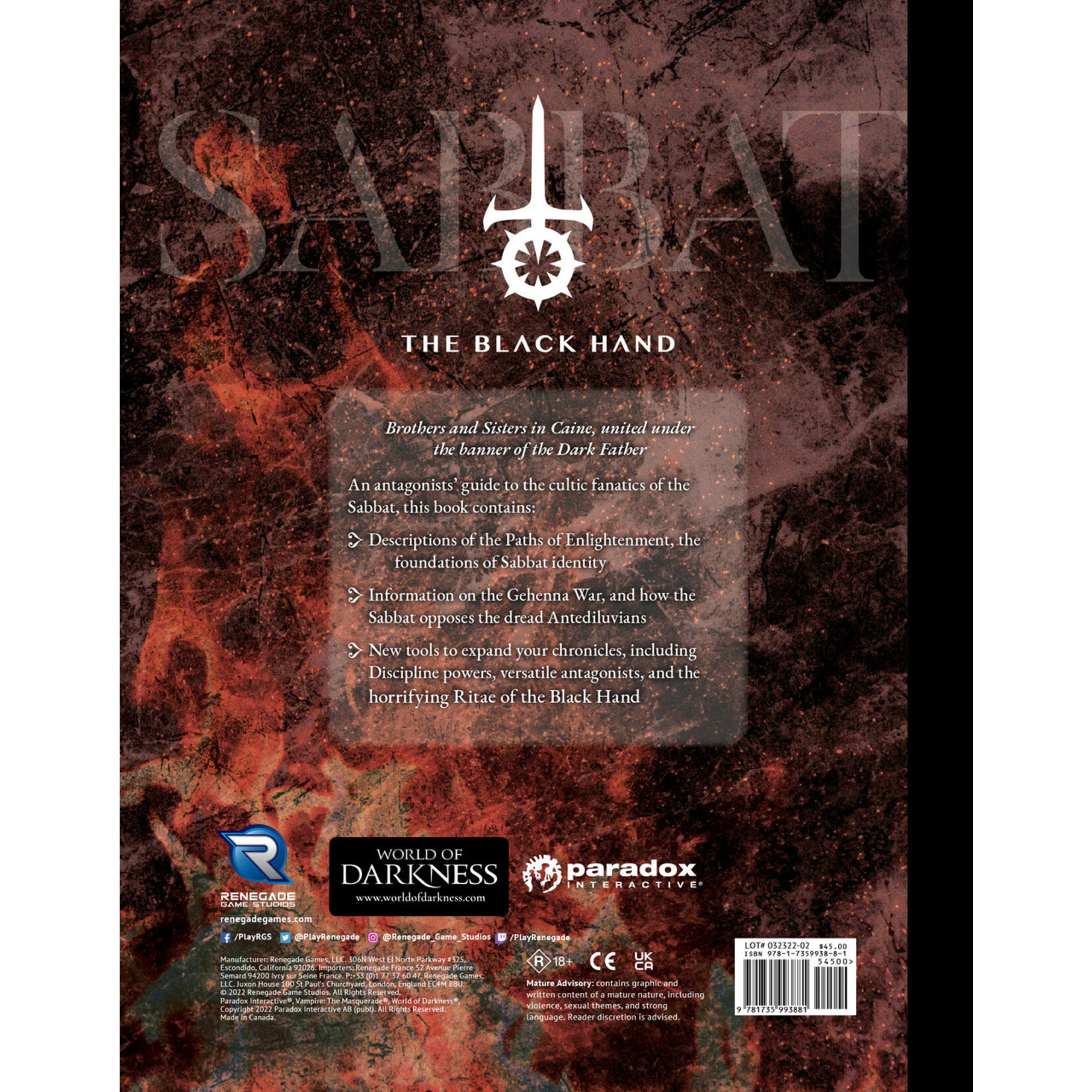 Renegade Games Vampire: The Masquerade 5th Ed. Sabbat (EN)