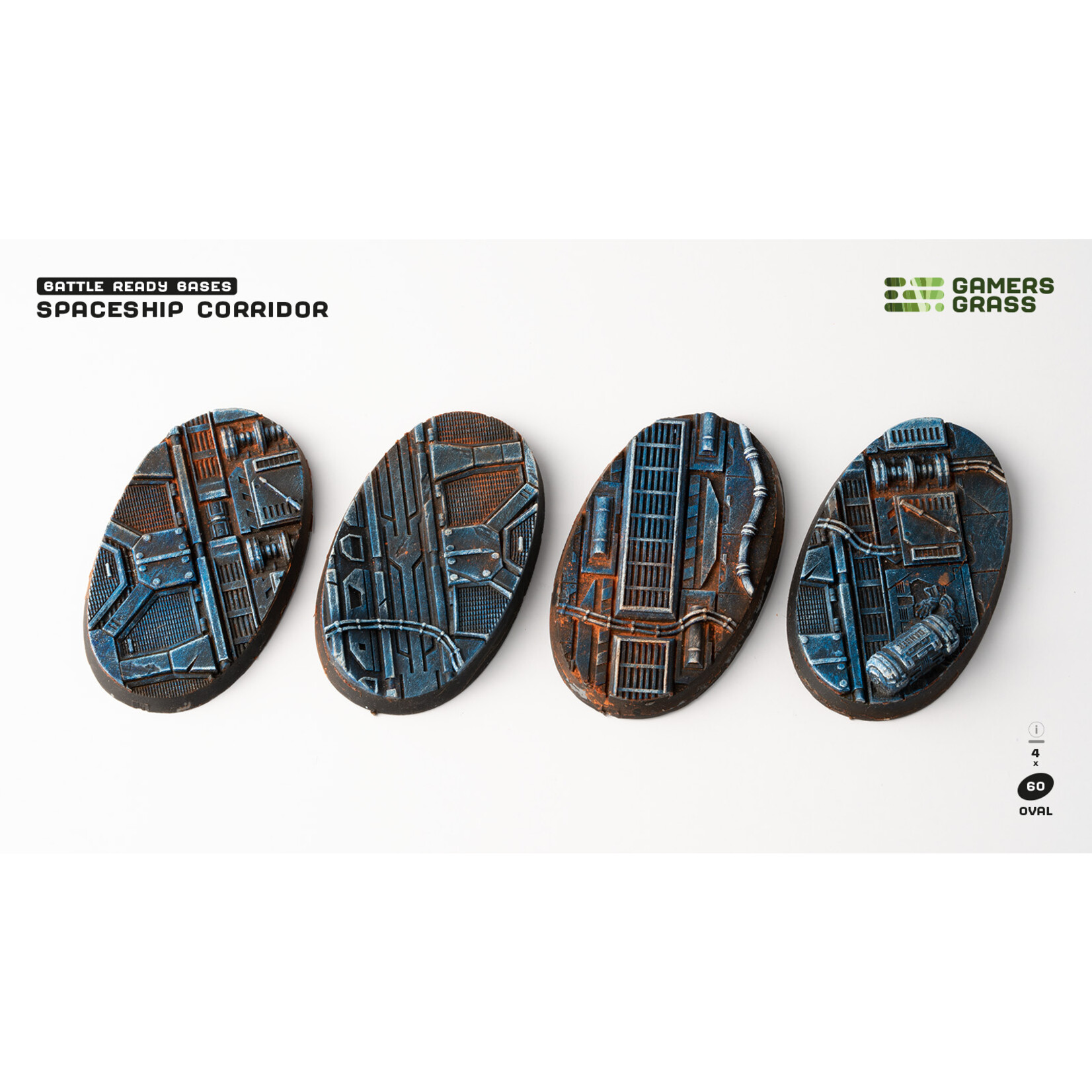 Gamers Grass Spaceship Corridor Bases Pre-Painted (4x 60mm Oval)