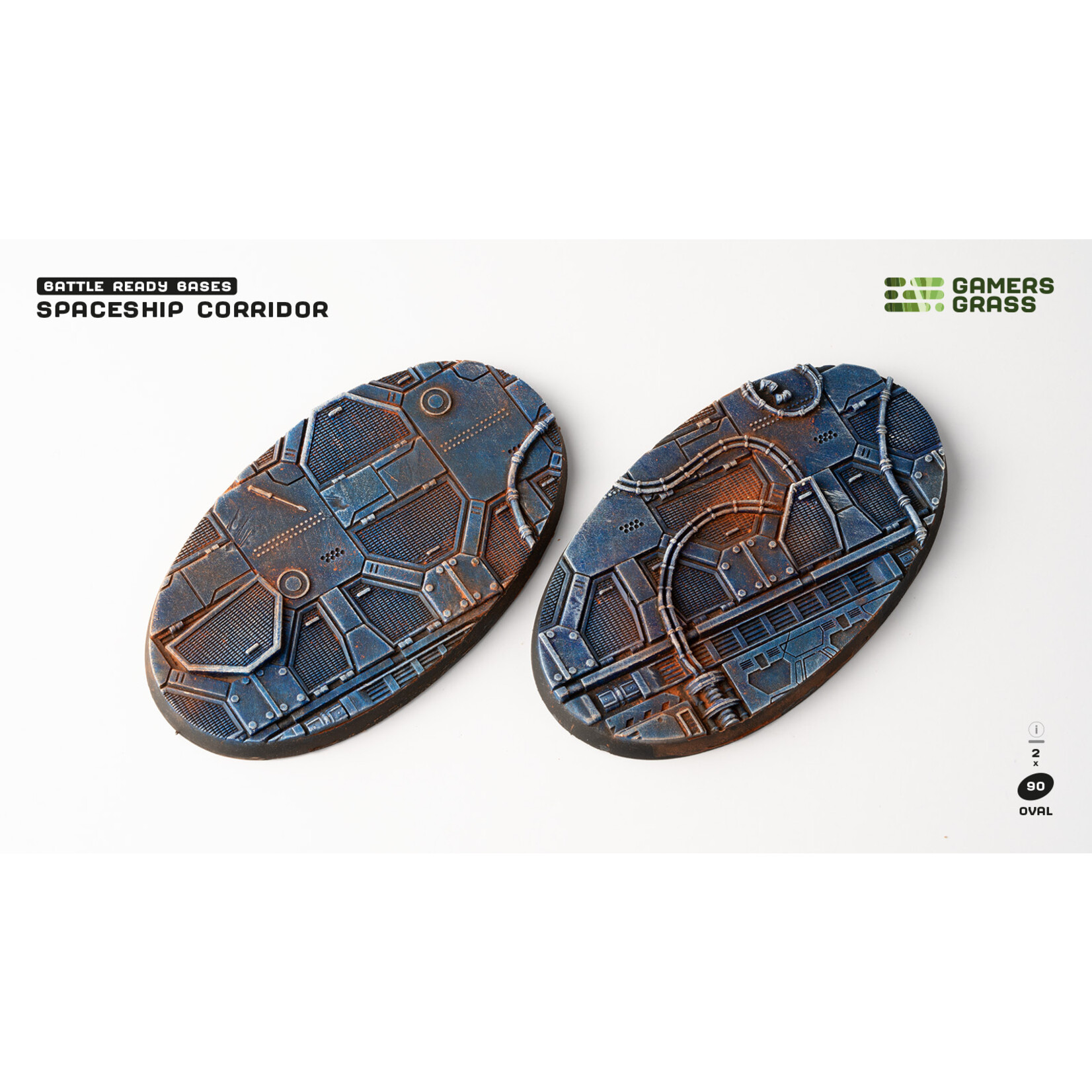Gamers Grass Spaceship Corridor Bases Pre-Painted (2x 90mm Oval)