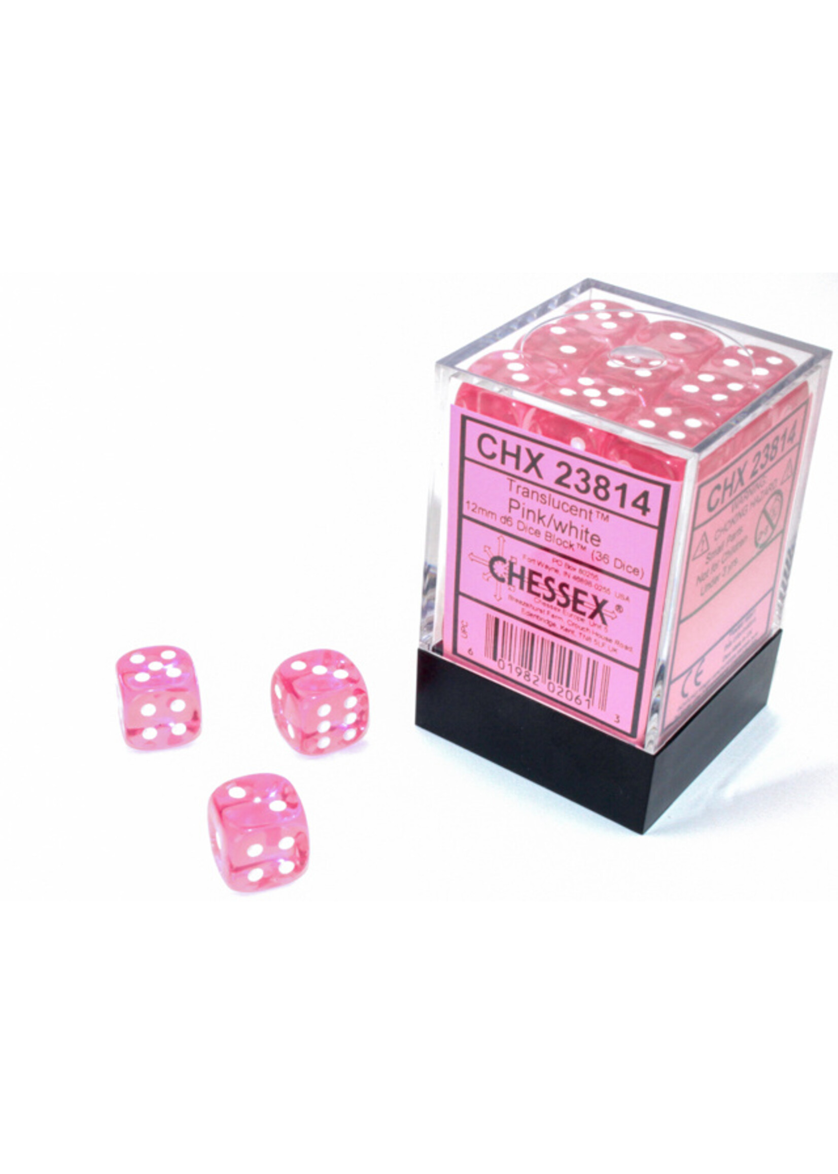 Chessex Chessex 36 x D6 Set Translucent 12mm - Pink/White