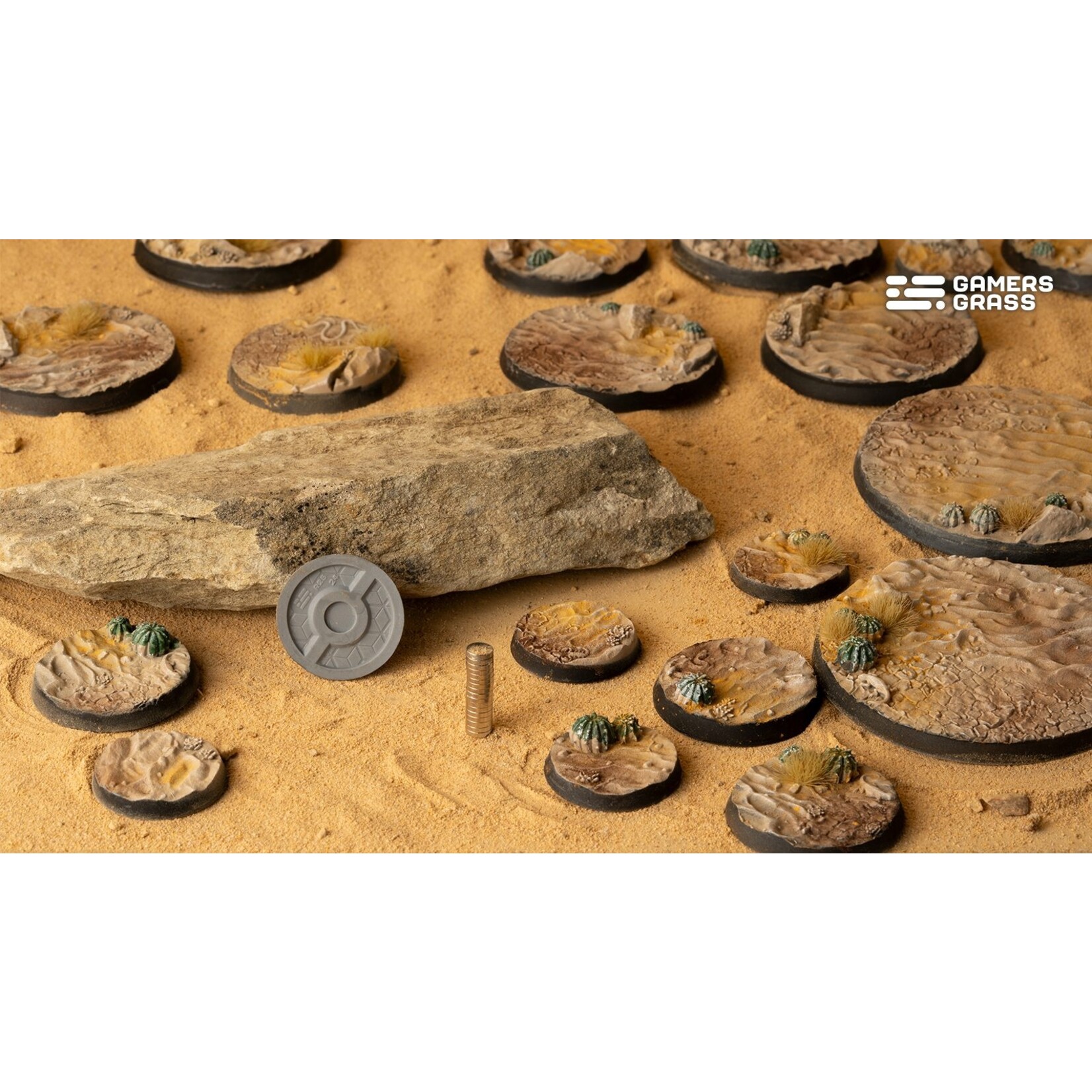 Gamers Grass Deserts of Maahl Bases Pre-Painted (10x 25mm Round )