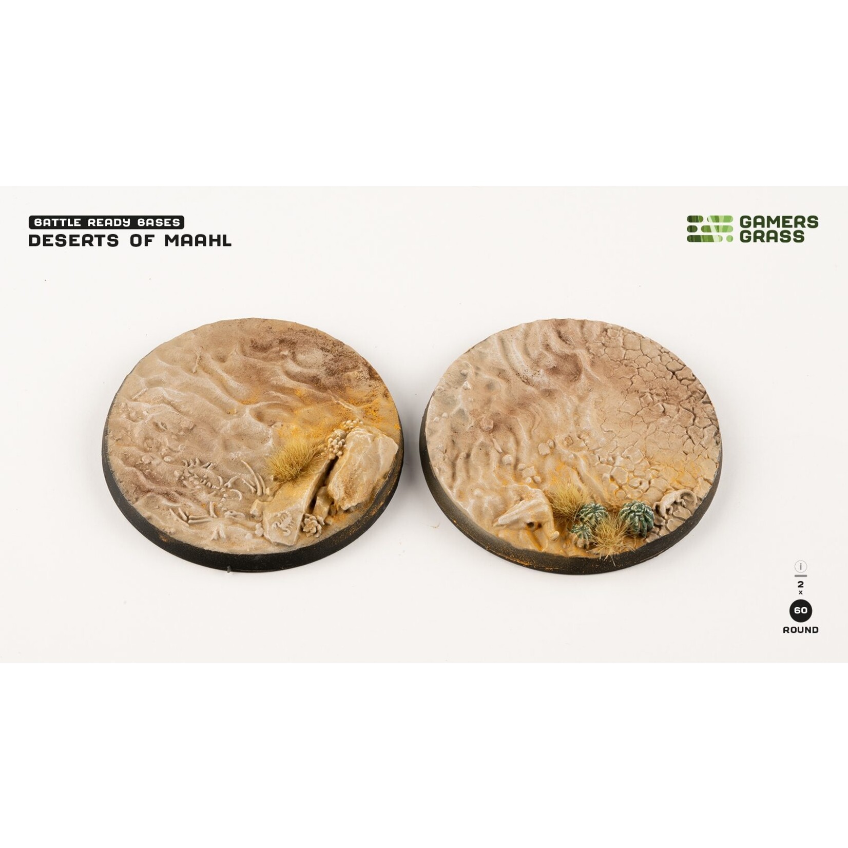 Gamers Grass Deserts of Maahl Bases Pre-Painted (2x 60mm Round)