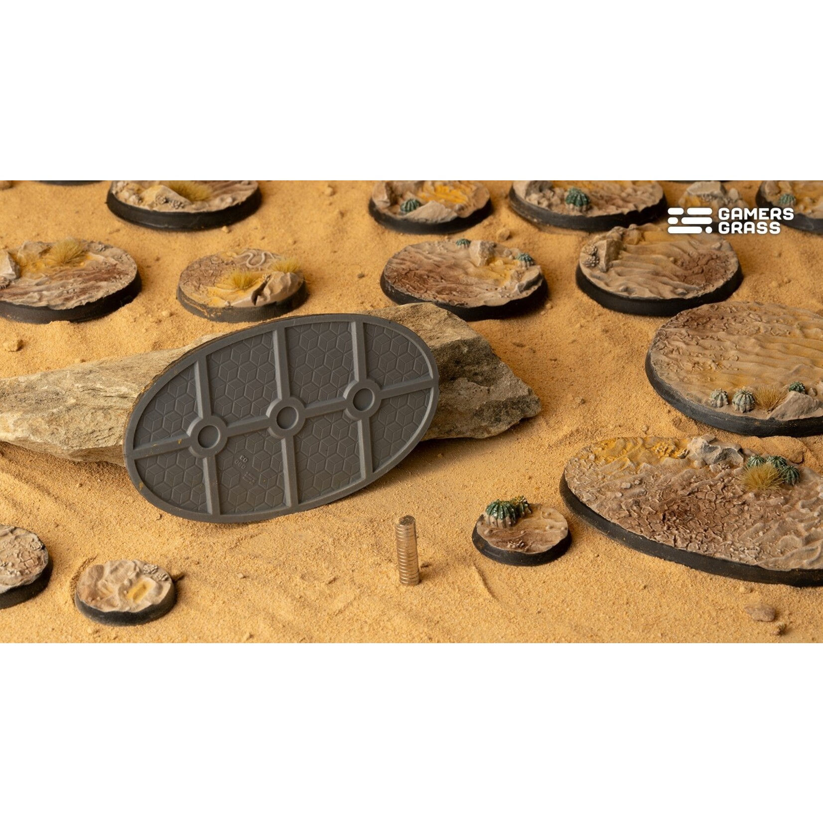 Gamers Grass Deserts of Maahl Bases Pre-Painted (2x 90mm Oval)