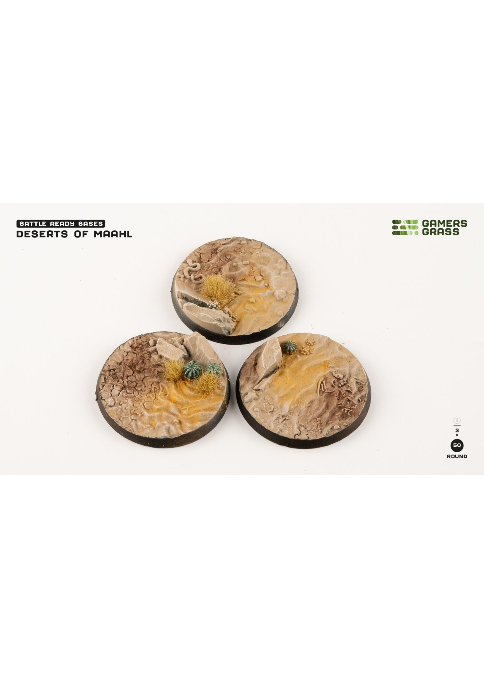 Gamers Grass Deserts of Maahl Bases Pre-Painted (3x 50mm Round)