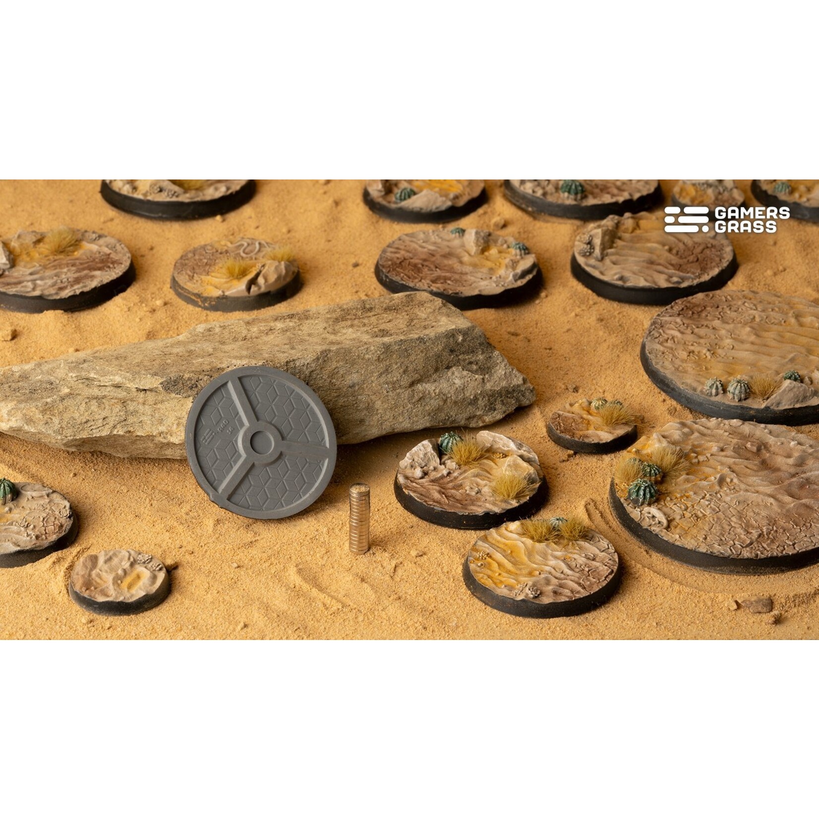 Gamers Grass Deserts of Maahl Bases Pre-Painted (5x 40mm Round )