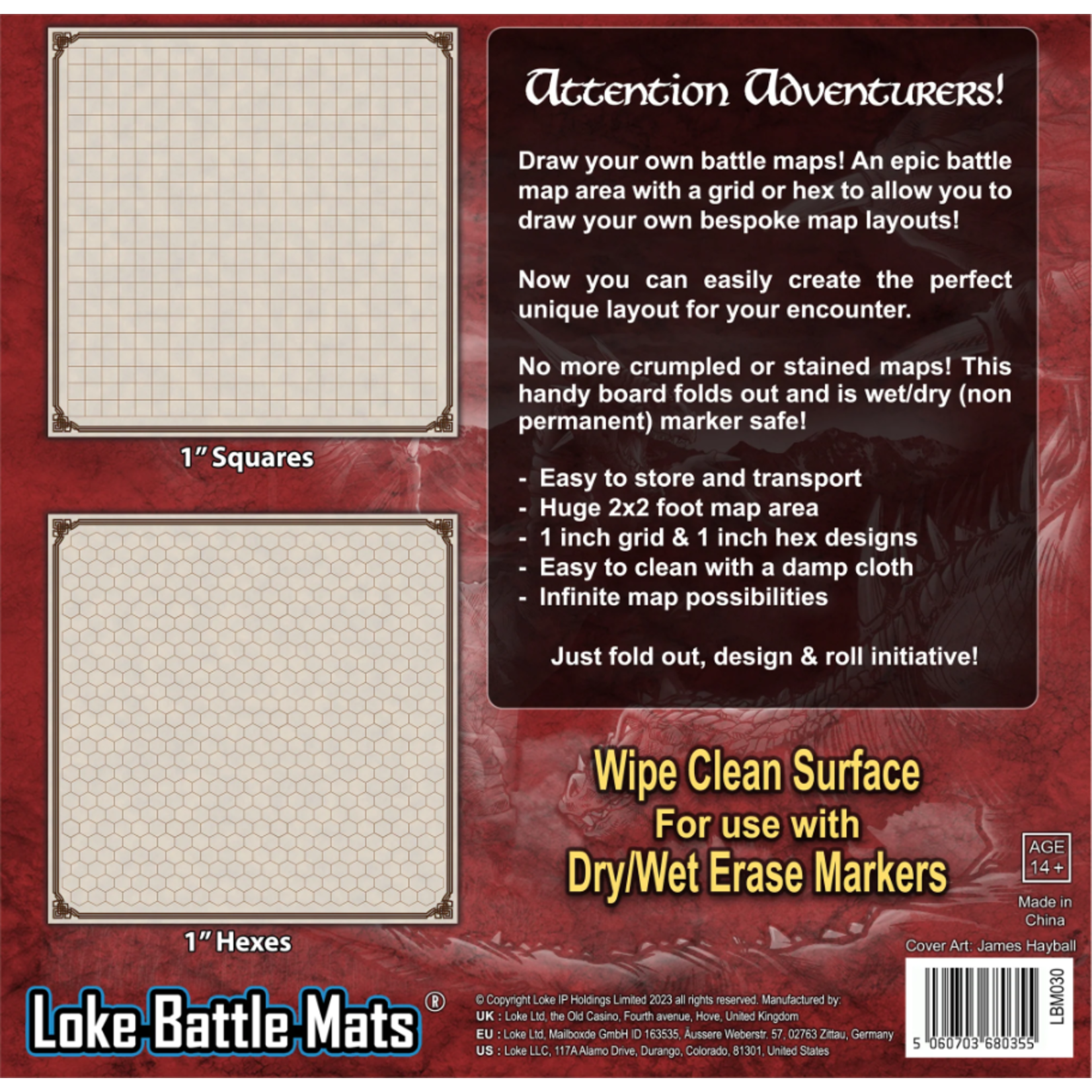 Loke Battlemats Battle Map Board Grid & Hex