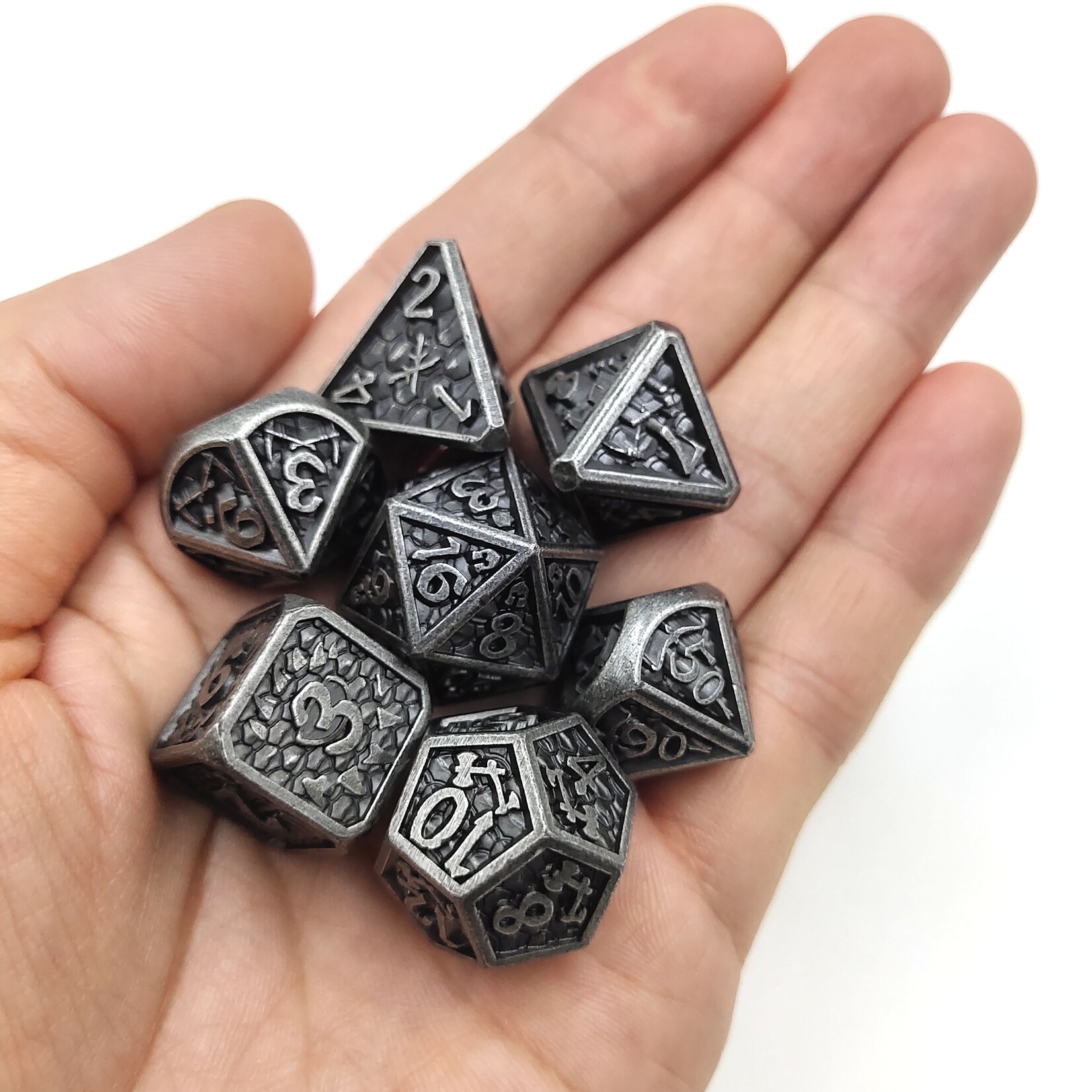 Royal Eagle Metalen RPG Dice Set Plated Zilver/Zwart