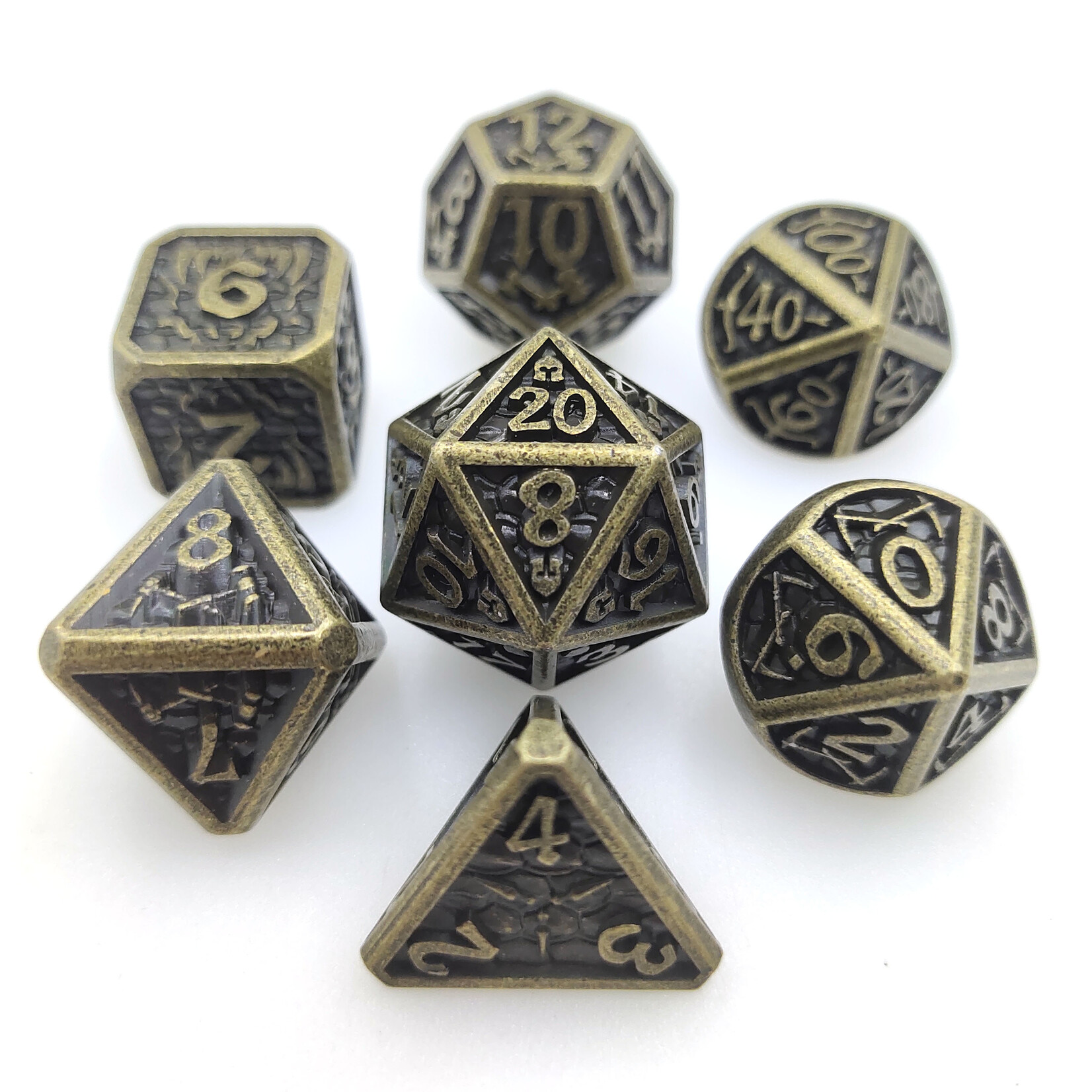 Royal Eagle Metalen RPG Dice Set Plated Goud/Zwart