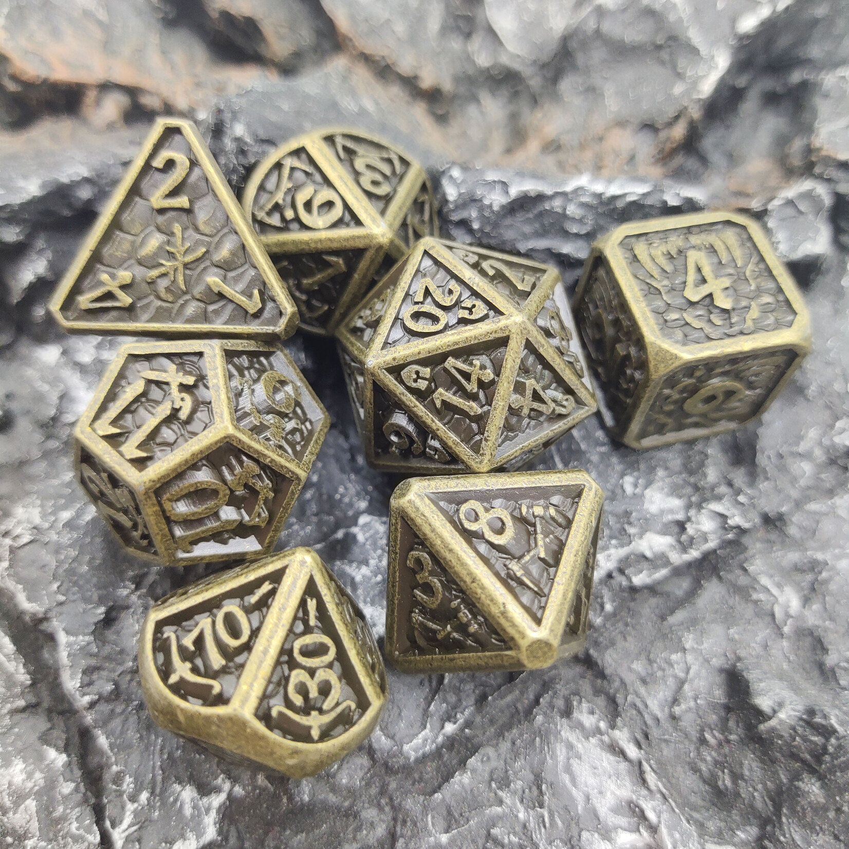 Royal Eagle Metalen RPG Dice Set Plated Goud/Zwart