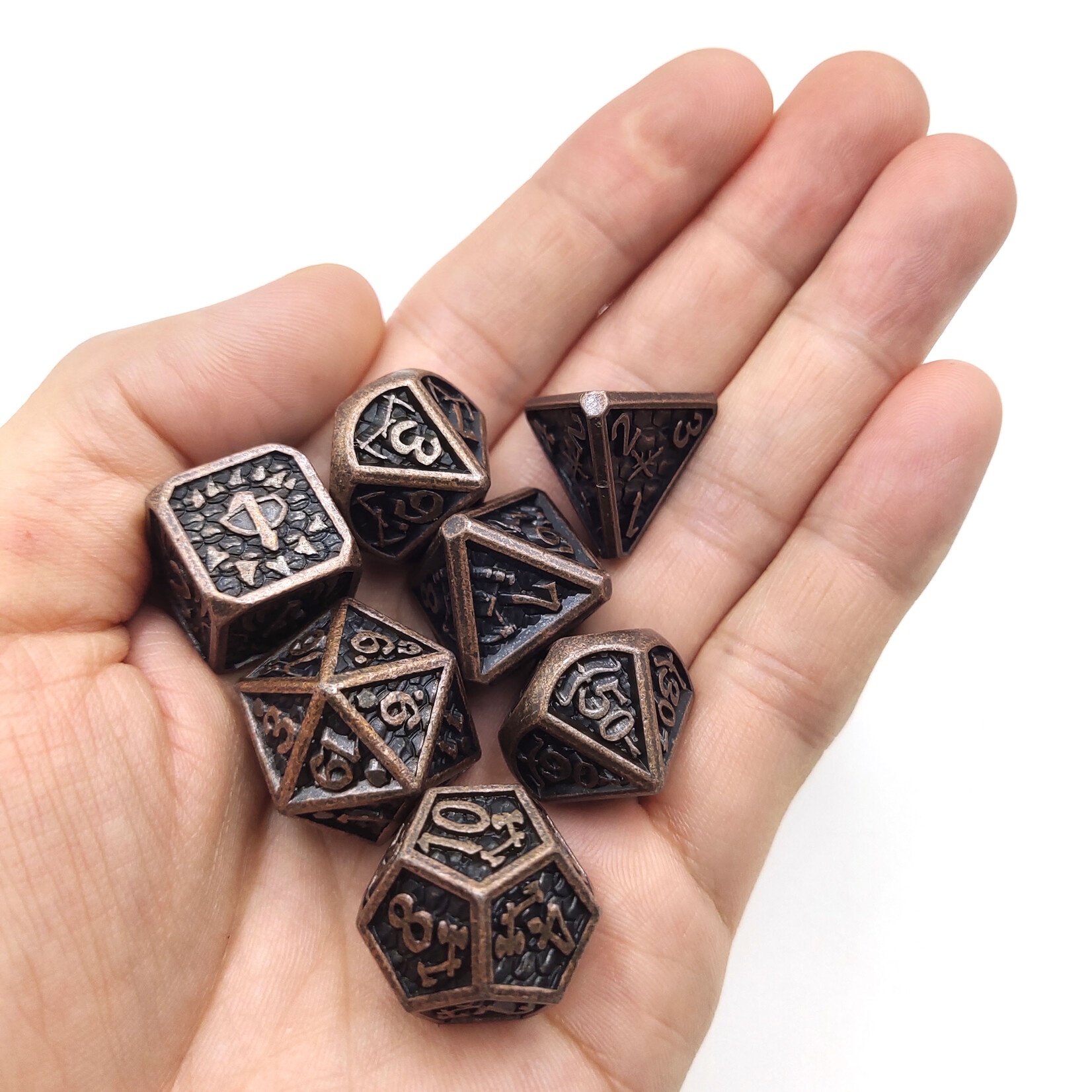 Royal Eagle Metalen RPG Dice Set Plated Brons/Zwart