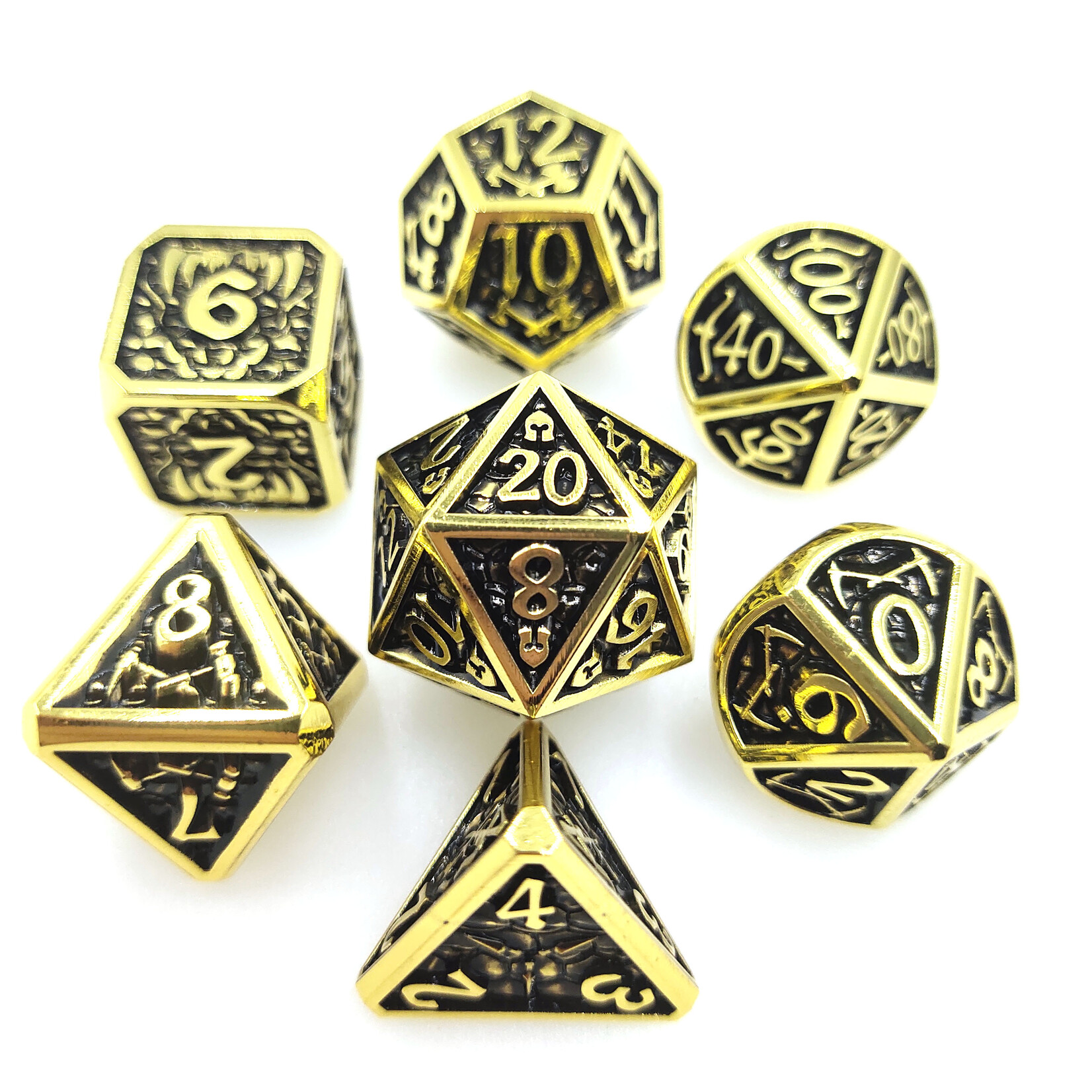 Royal Eagle Metalen RPG Dice Set Goud/Zwart