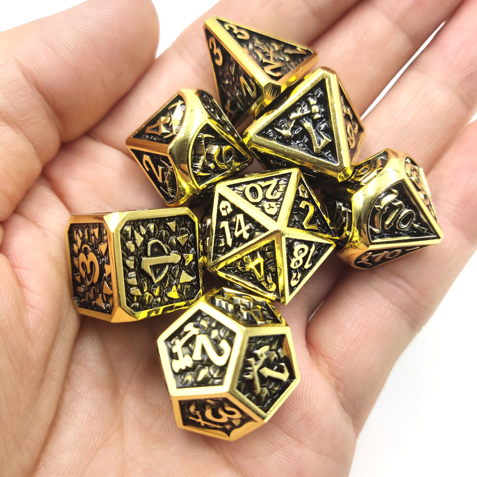 Royal Eagle Metalen RPG Dice Set Goud/Zwart