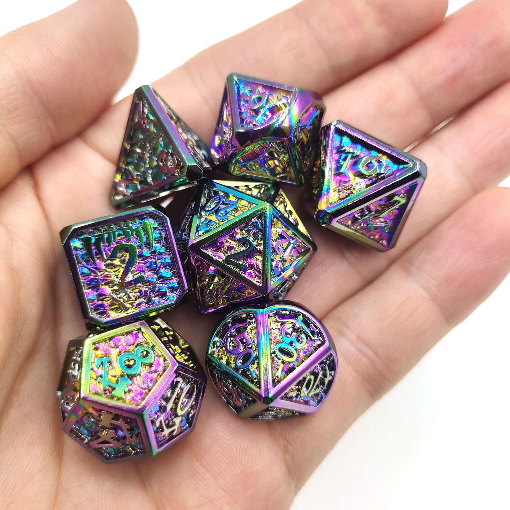 Royal Eagle Metalen RPG Dice Set Rainbow Dazzle