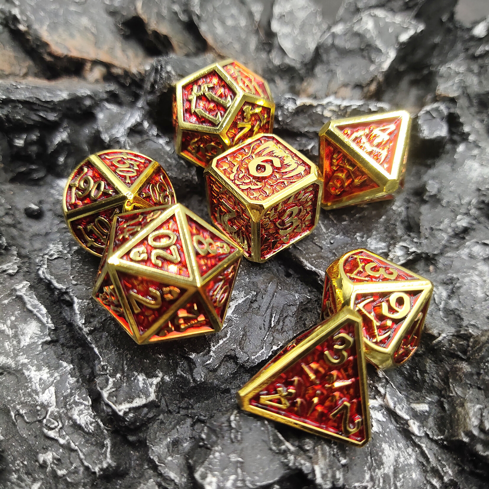Royal Eagle Metalen RPG Dice Set Goud/Rood