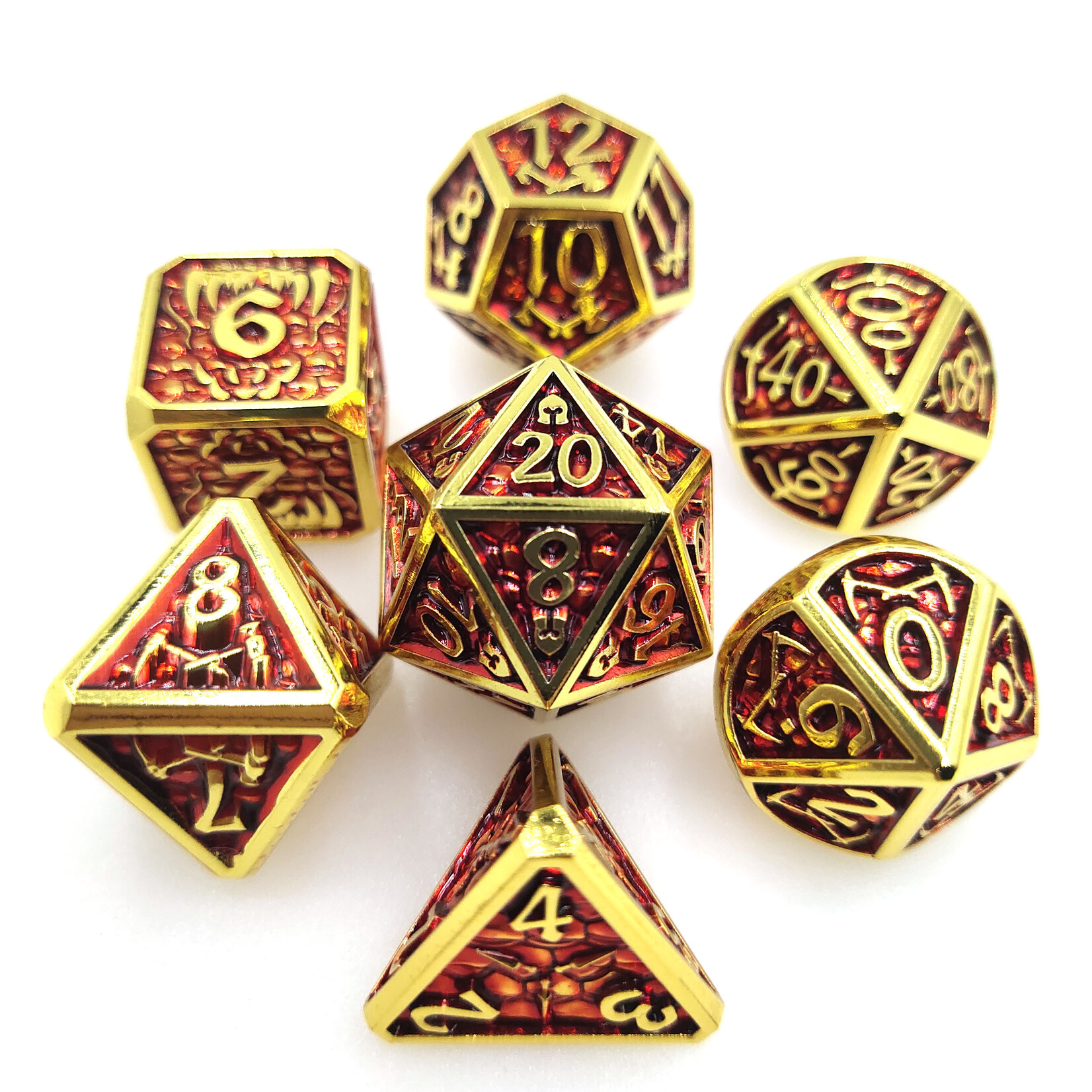 Royal Eagle Metalen RPG Dice Set Goud/Rood