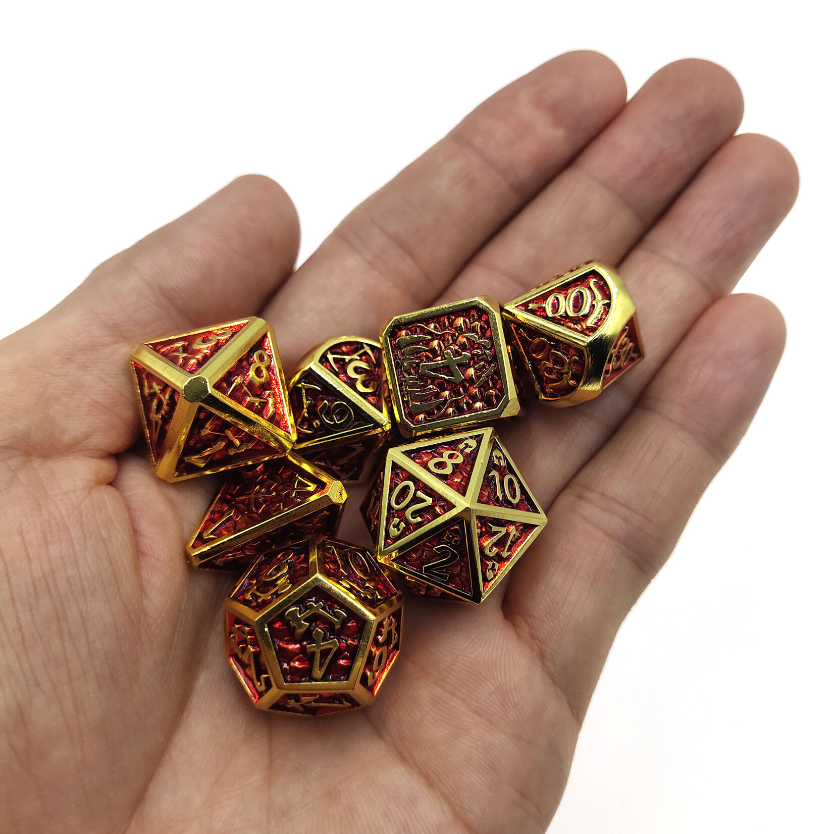 Royal Eagle Metalen RPG Dice Set Goud/Rood
