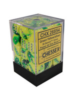 Chessex Chessex 36 x D6 Set Gemini 12mm - Green-Yellow/Silver