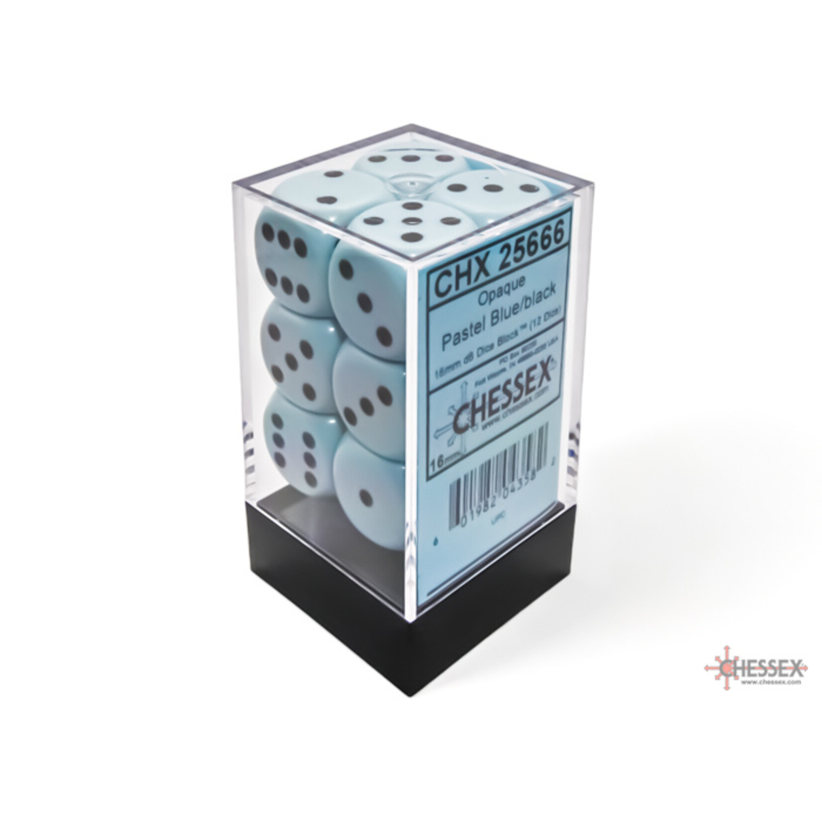 Chessex Chessex 12 x D6 Set Opaque Pastel 16mm - Blue/Black