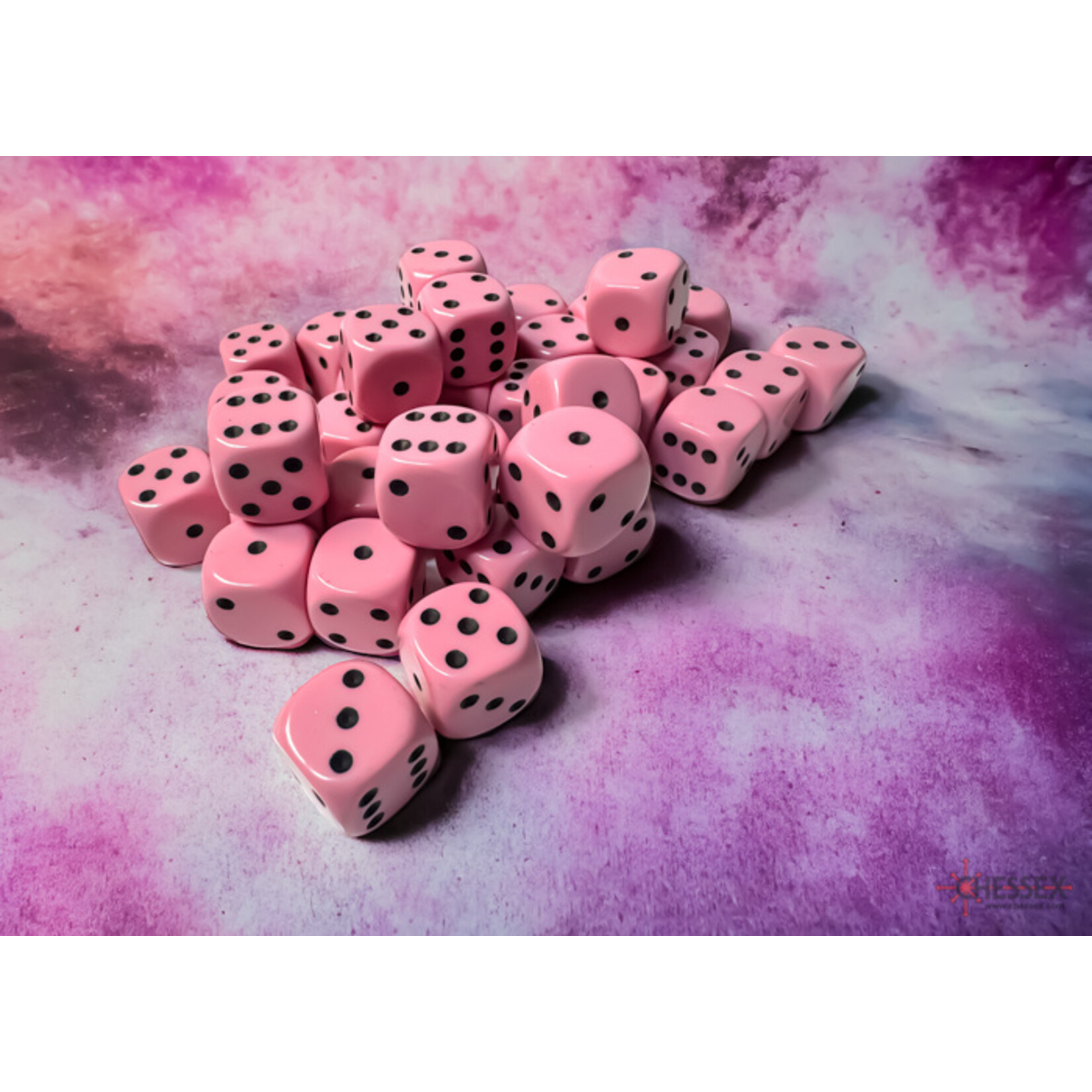 Chessex Chessex 36 x D6 Set Opaque Pastel 12mm - Pink/Black