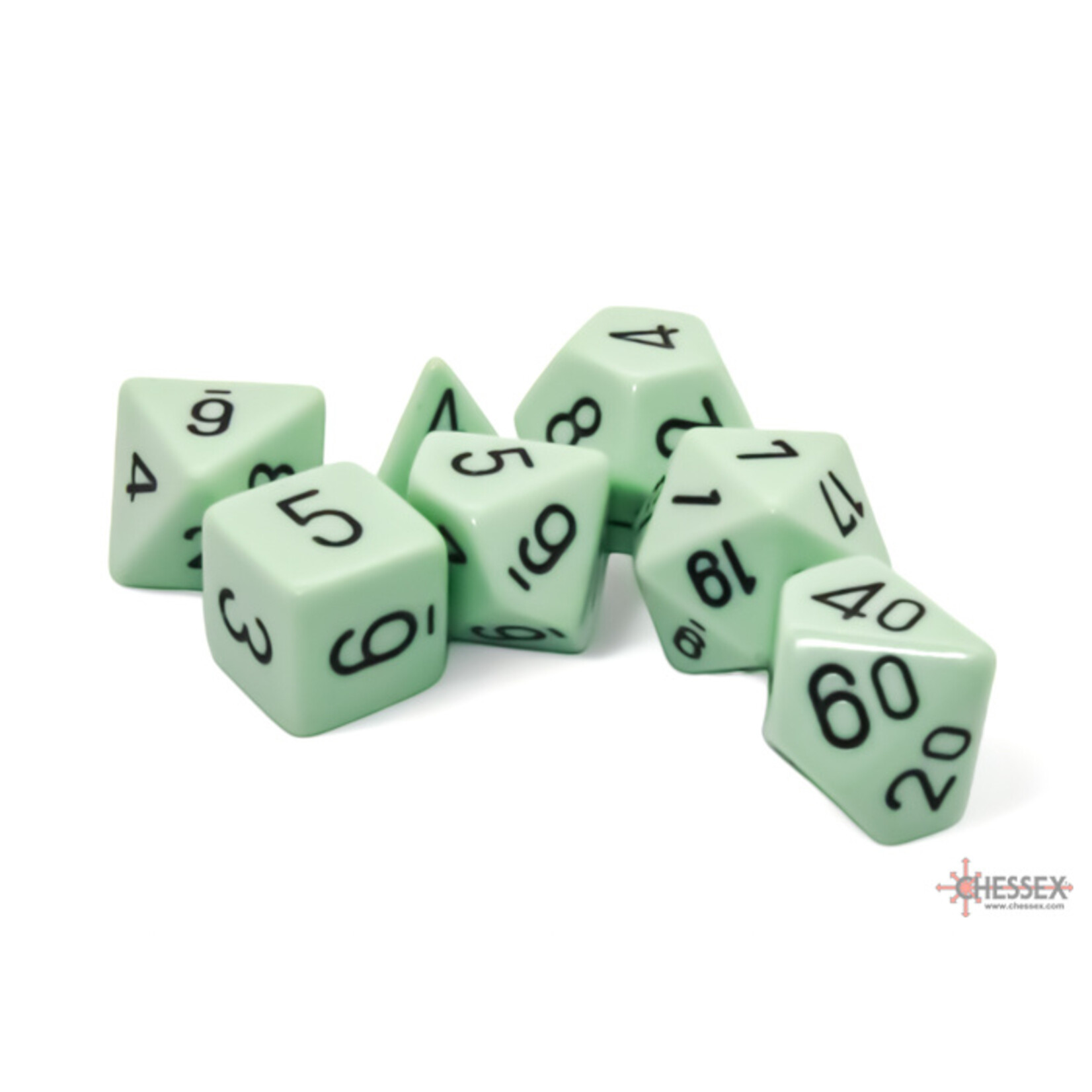 Chessex Chessex 7-Die set Opaque Pastel - Green/Black