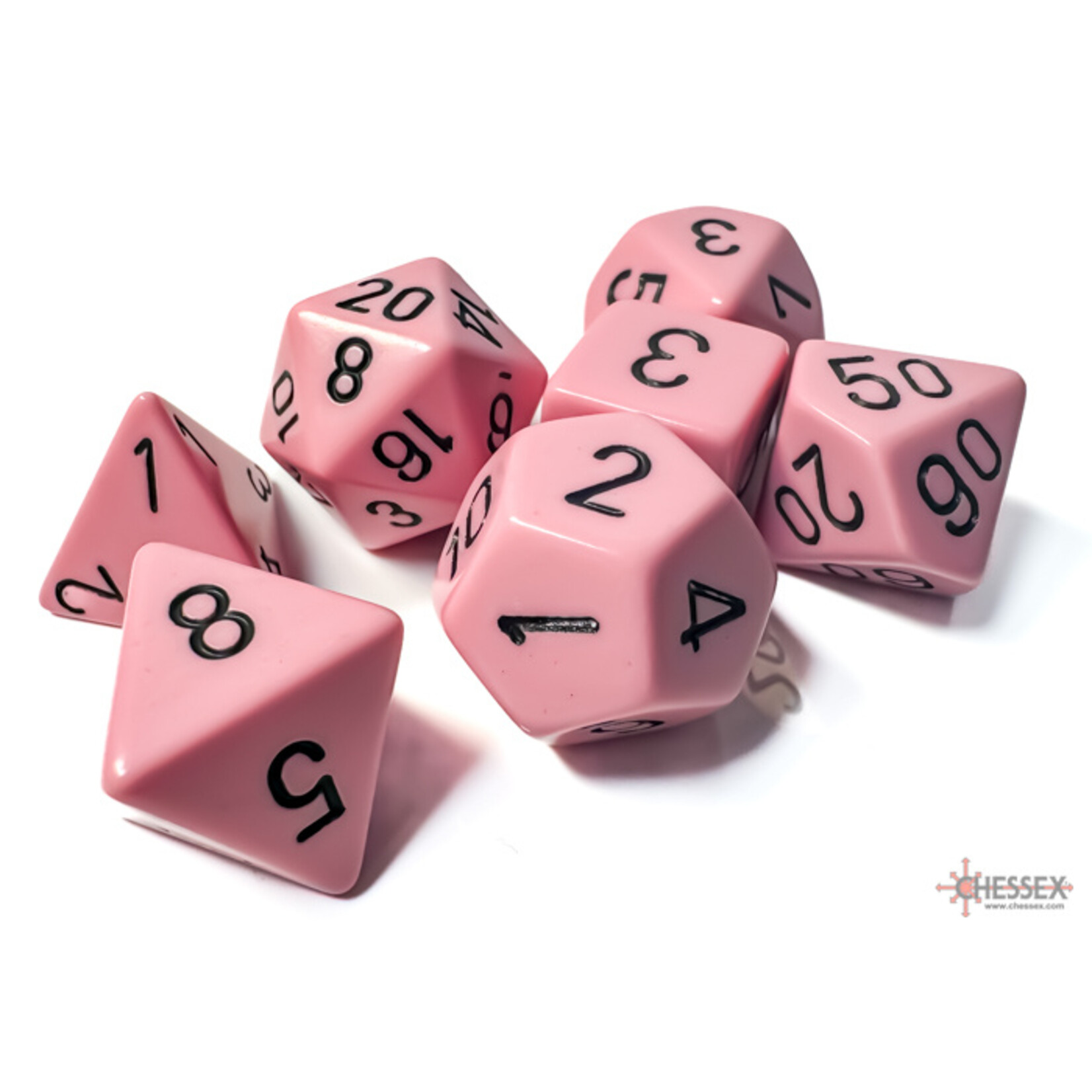 Chessex Chessex 7-Die set Opaque Pastel - Pink/Black