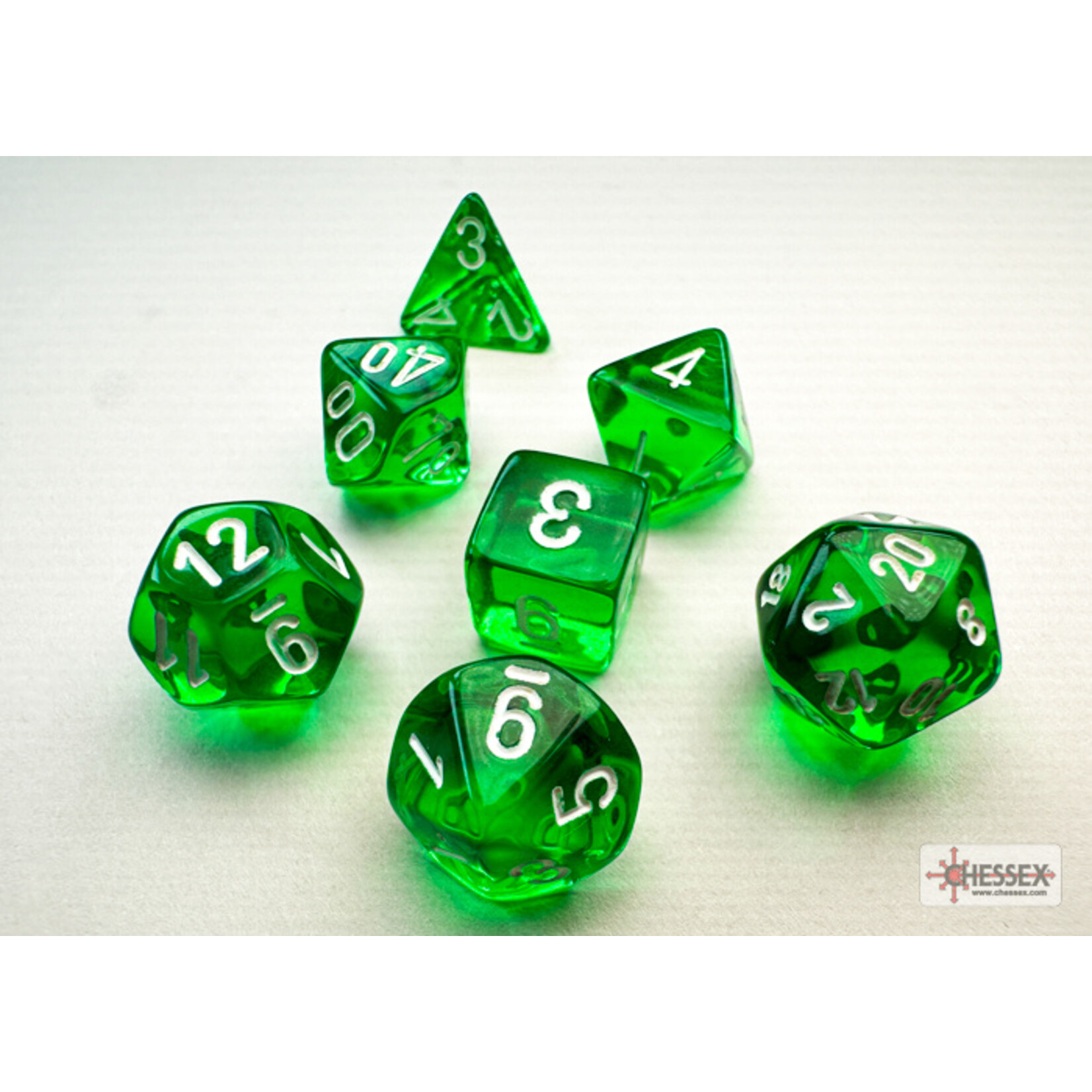 Chessex Chessex 7-Die Mini Set Translucent - Green/White