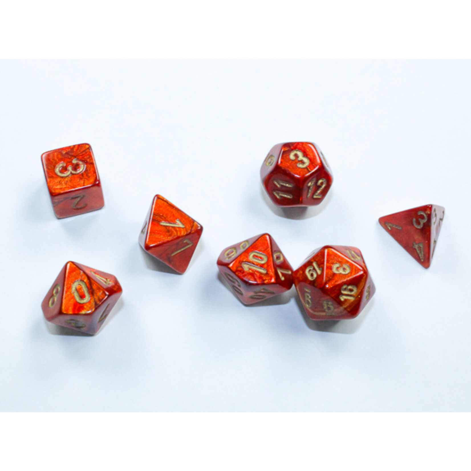 Chessex Chessex 7-Die Mini Set Scarab - Scarlet/Gold