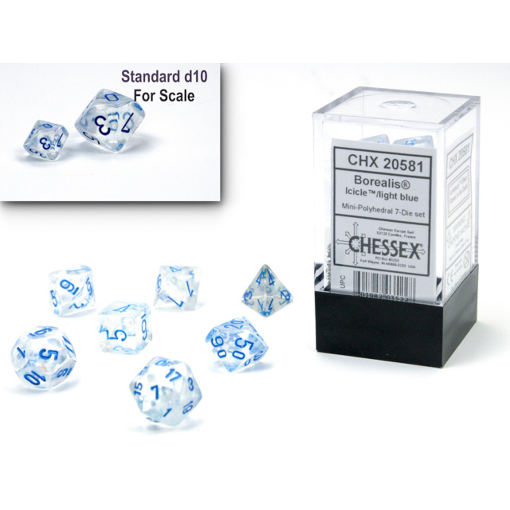 Chessex Chessex 7-Die Mini Set Borealis Luminary - Icicle/light blue