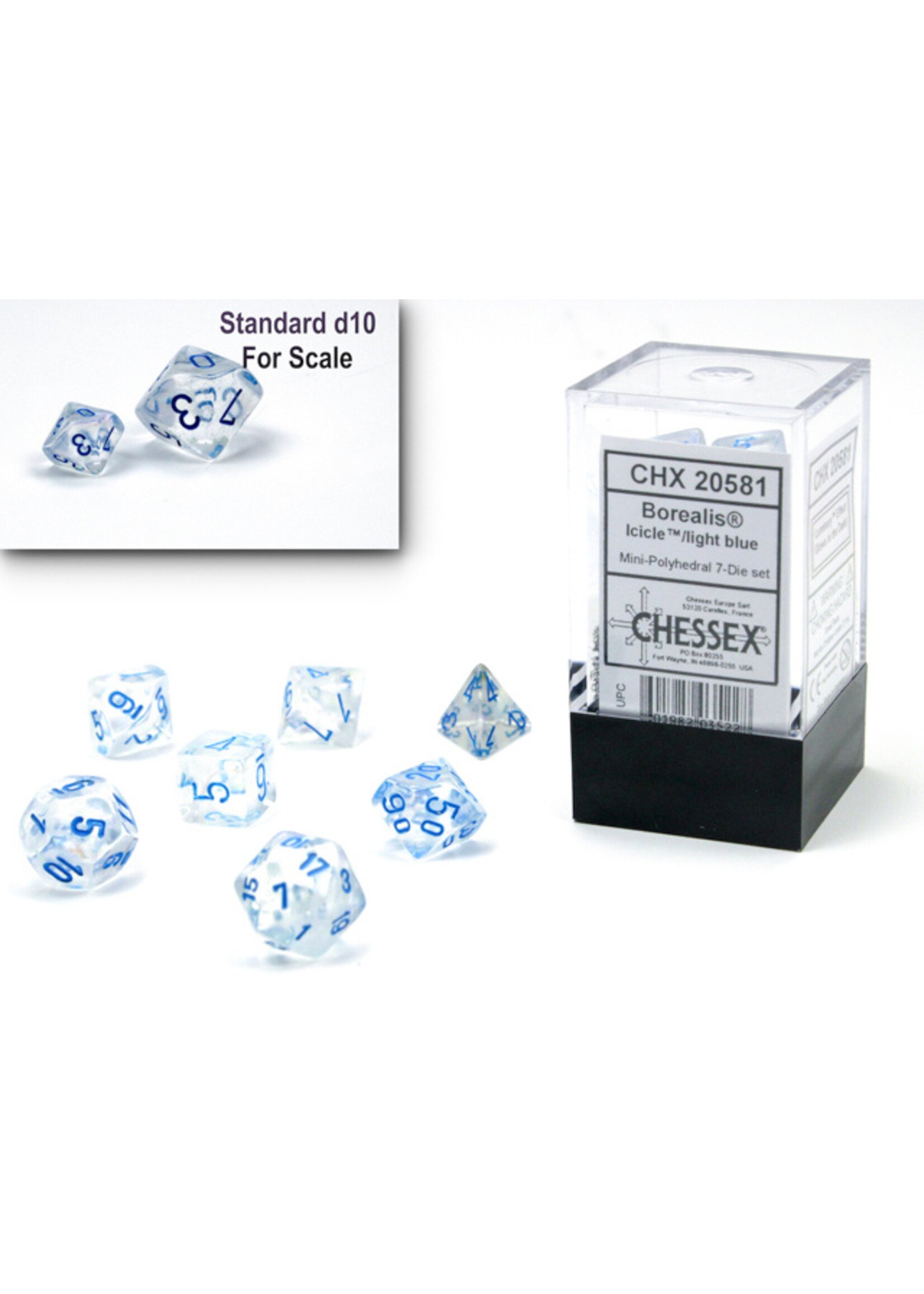 Chessex Chessex 7-Die Mini Set Borealis Luminary - Icicle/light blue