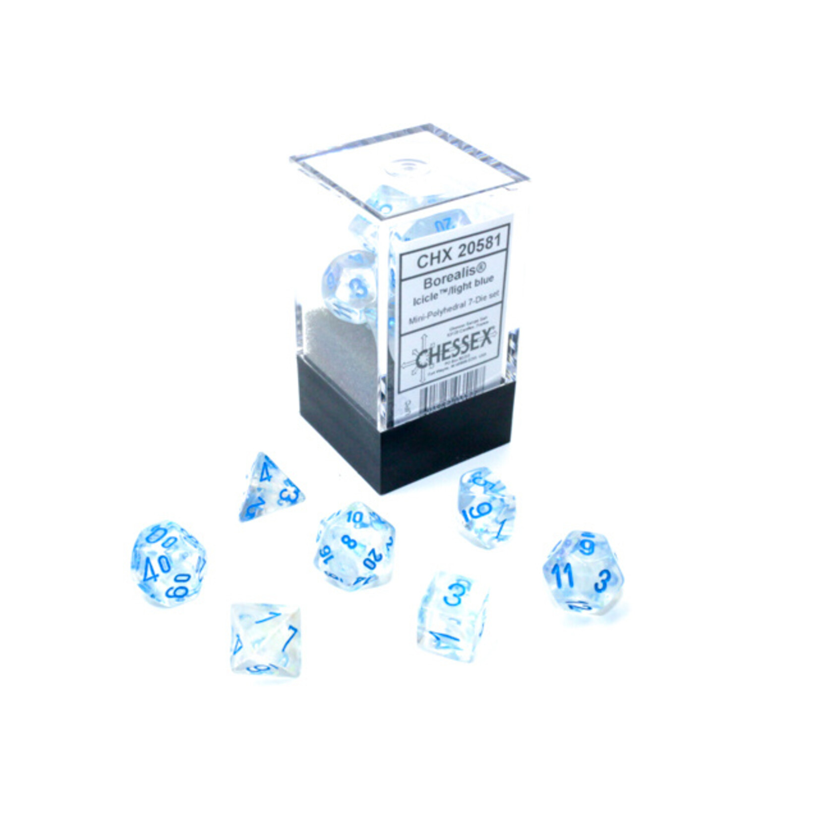 Chessex Chessex 7-Die Mini Set Borealis Luminary - Icicle/light blue