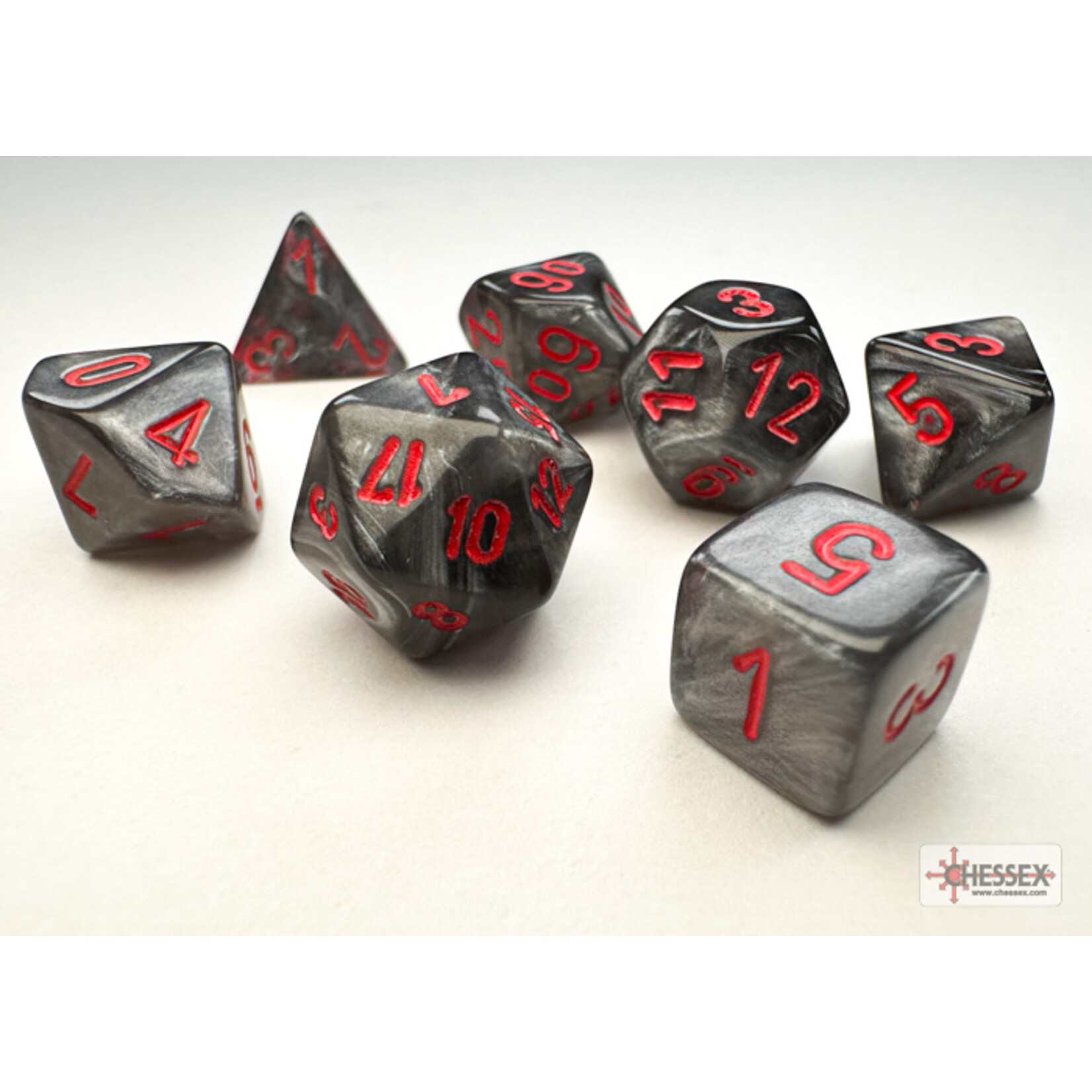 Chessex Chessex 7-Die Mini Set Velvet - Black/Red