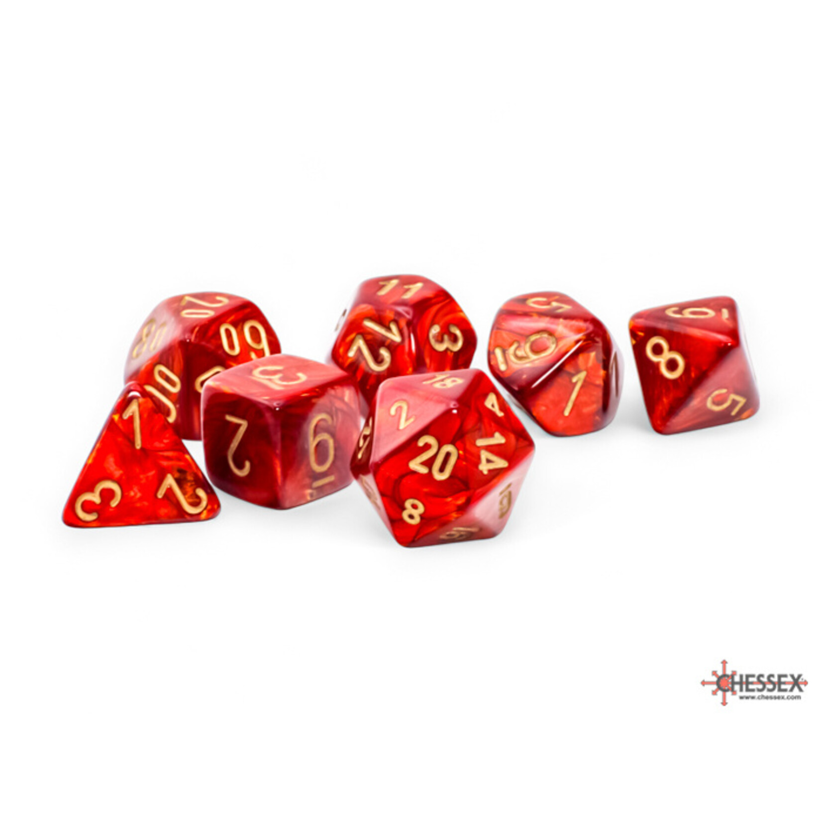 Chessex Chessex 7-Die Mega Set Scarab - Scarlet/Gold