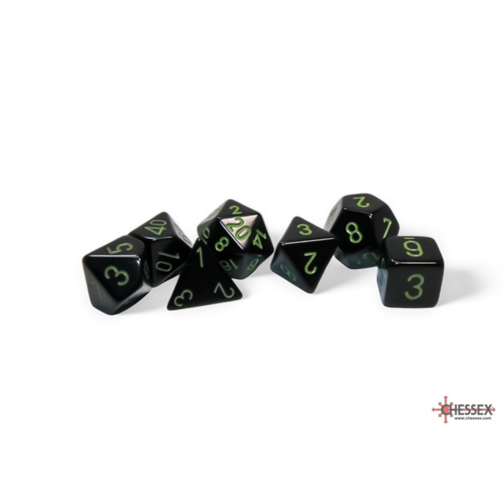 Chessex Chessex 7-Die set Opaque - Black/Green