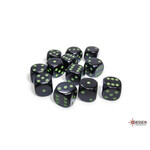 Chessex Chessex 12 x D6 Set Opaque 16mm - Black/Green
