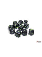 Chessex Chessex 12 x D6 Set Opaque 16mm - Black/Green