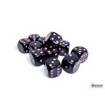 Chessex Chessex 12 x D6 Set Opaque 16mm - Black/Pink