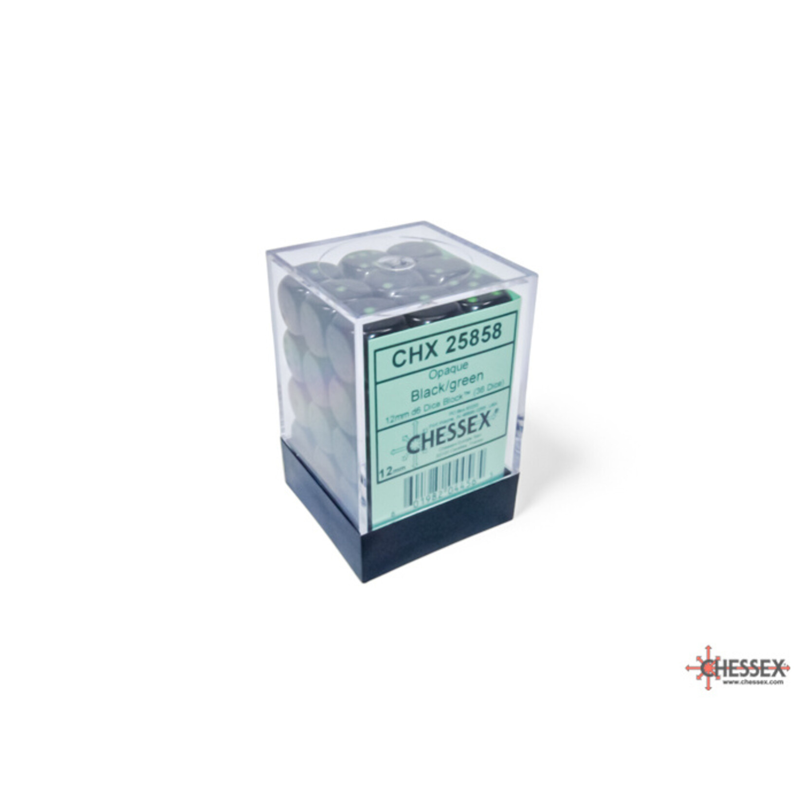 Chessex Chessex 36 x D6 Set Opaque 12mm - Black/Green