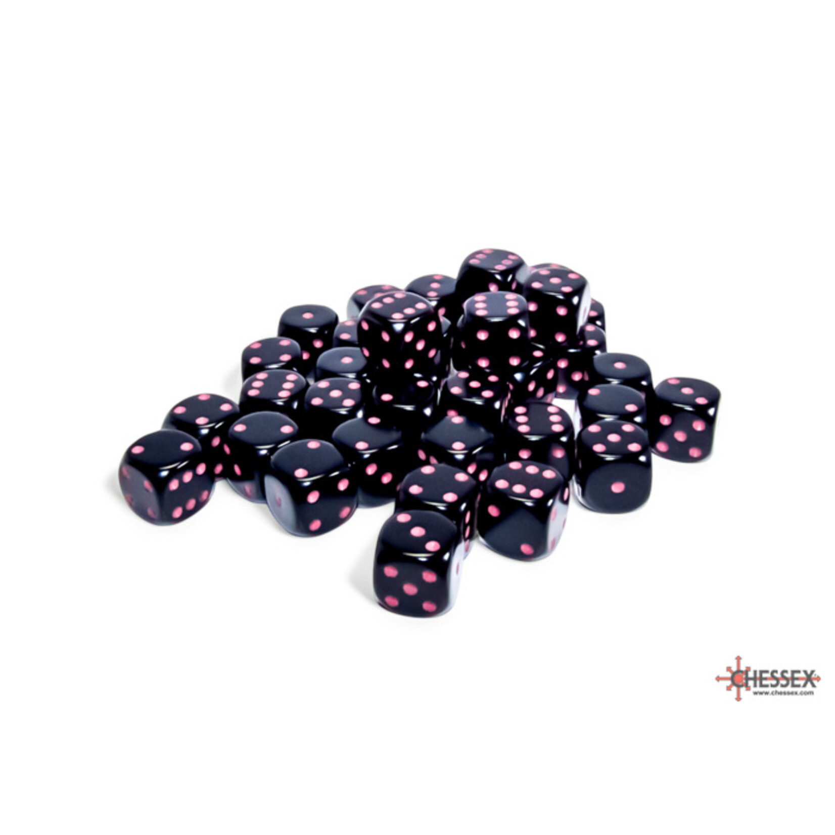 Chessex Chessex 36 x D6 Set Opaque 12mm - Black/Pink