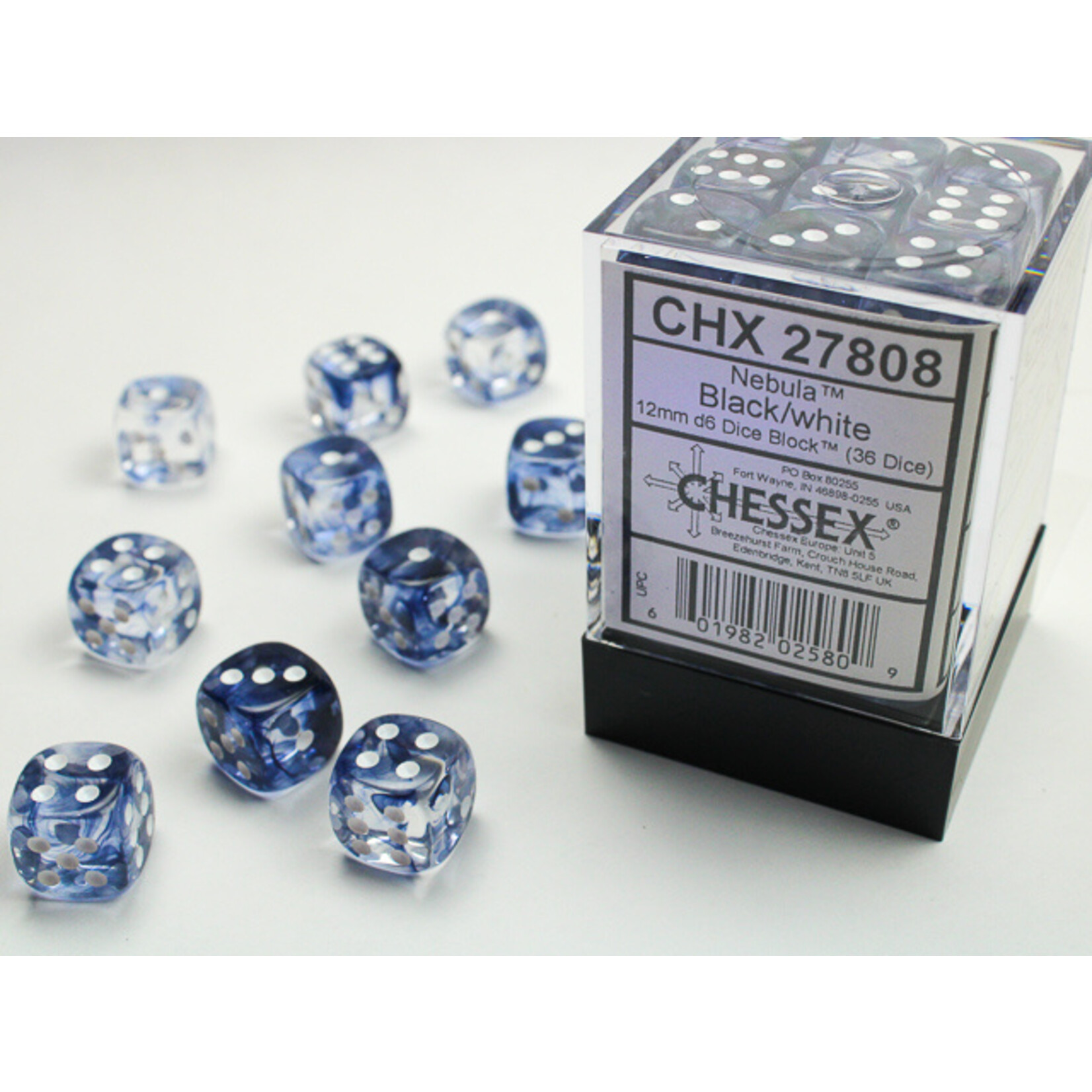 Chessex Chessex 36 x D6 Set Nebula 12mm - Black/White