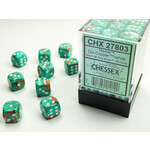 Chessex Chessex 36 x D6 Set Marble 12mm - Oxi-Copper/White