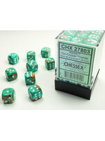 Chessex Chessex 36 x D6 Set Marble 12mm - Oxi-Copper/White