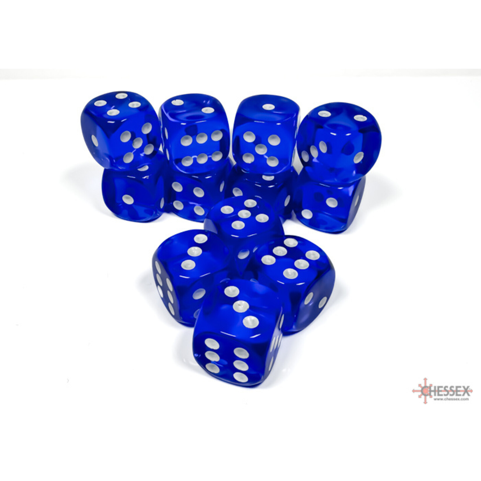 Chessex Chessex 12 x D6 Set Translucent 16mm - Blue/White