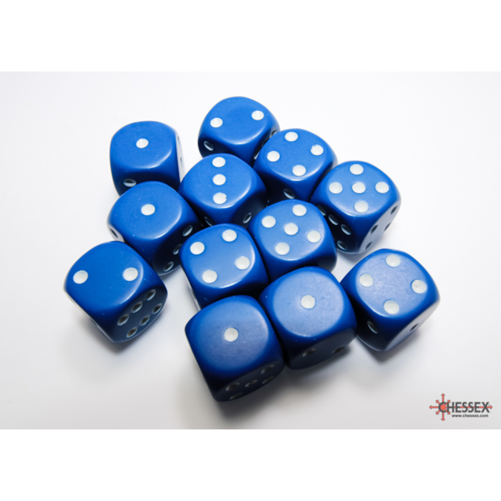 Chessex Chessex 12 x D6 Set Opaque 16mm - Blue/White